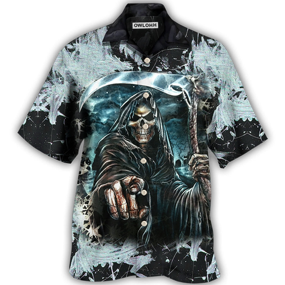 Skull Dark Death Scythe - Hawaiian Shirt - Owl Ohh