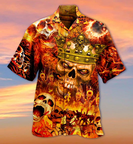 Skull King On Fire - Hawaiian Shirt - Owl Ohh