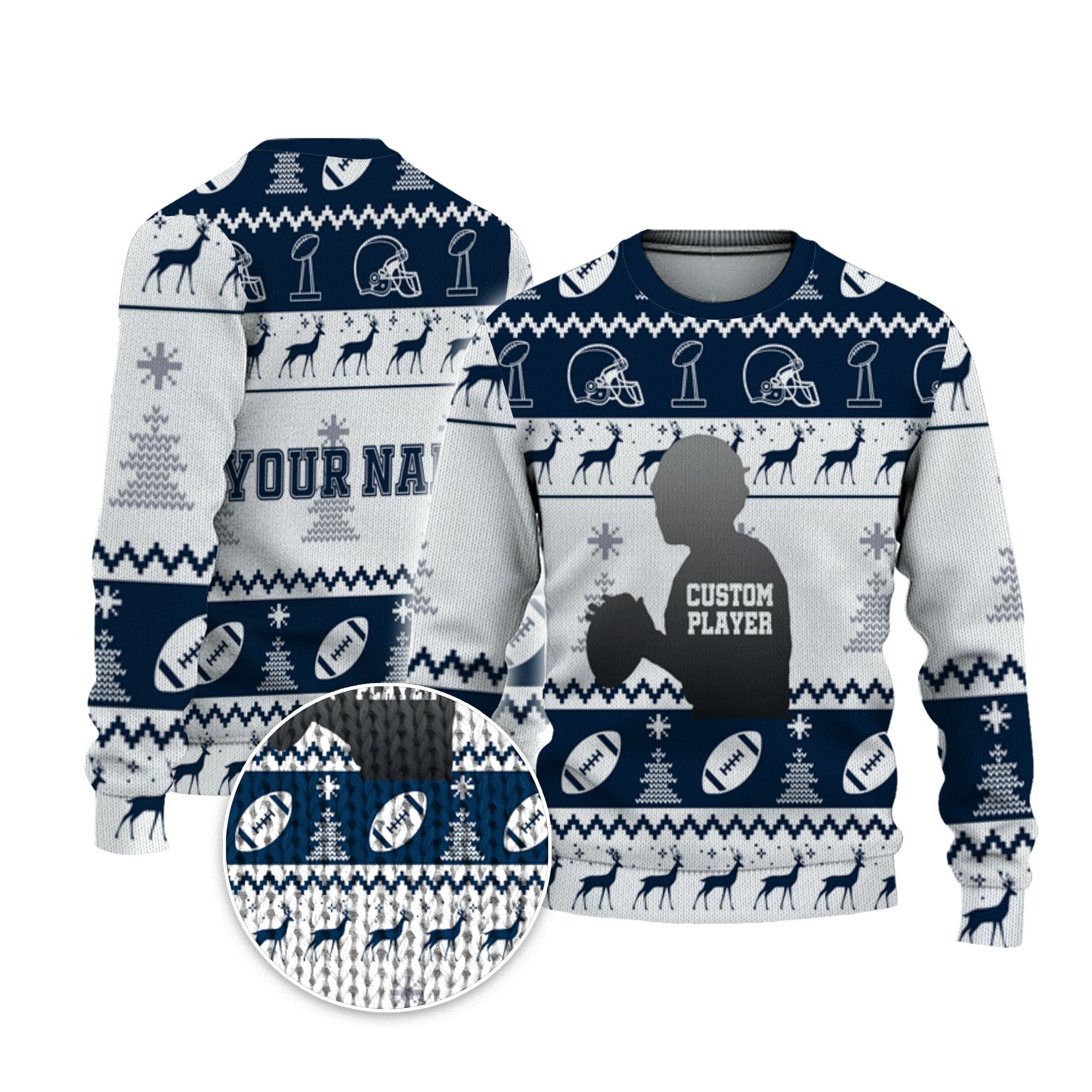 customized-player-american-football-ugly-christmas-sweater-navy-and-white-dallas-vdd40-8089