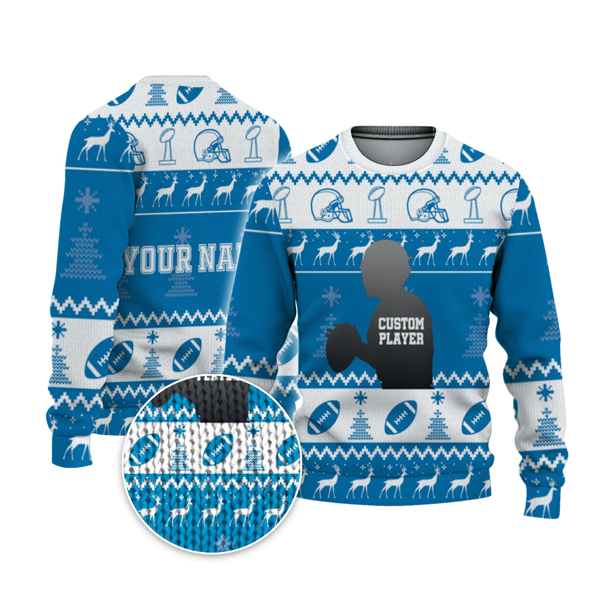 customized-player-american-football-ugly-christmas-sweater-blue-and-white-detroit-vdd40-4694