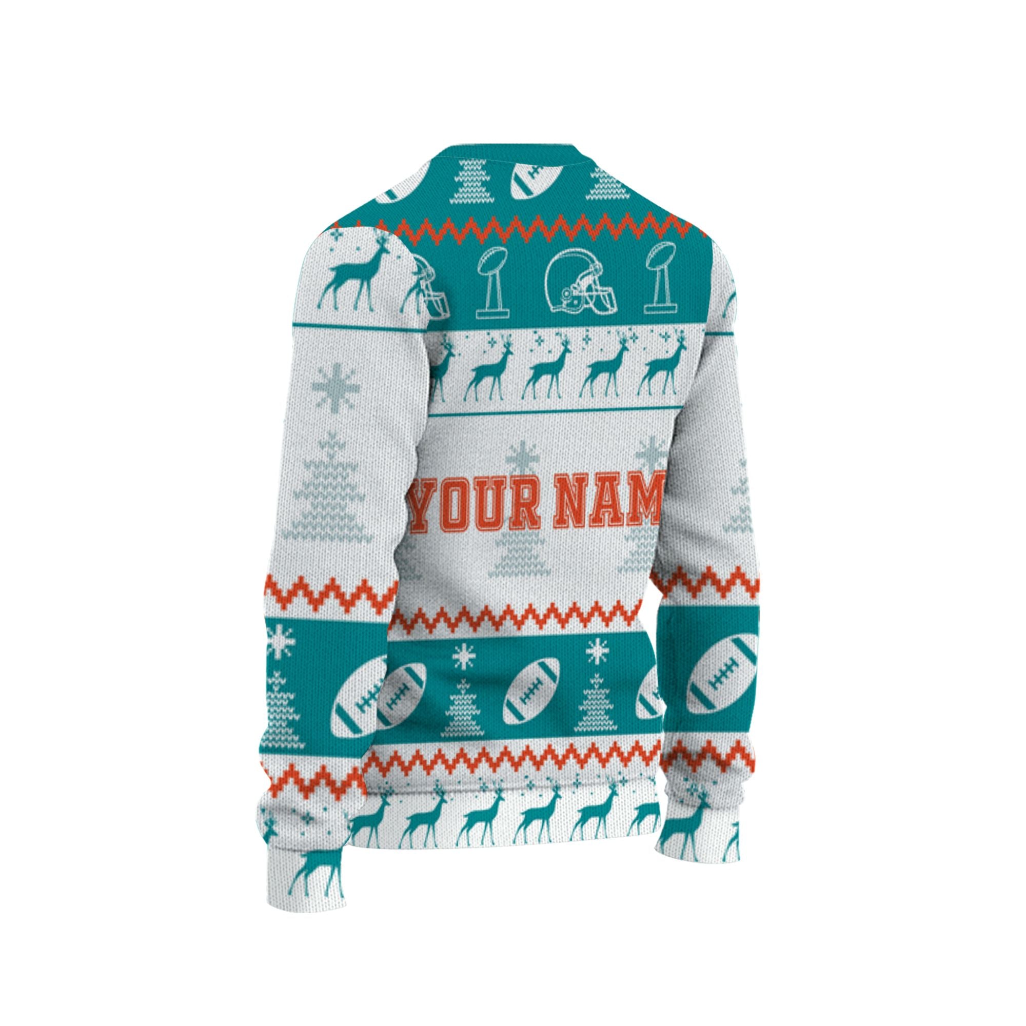 customized-player-american-football-ugly-christmas-sweater-aqua-blue-and-white-miami-vdd40-5268