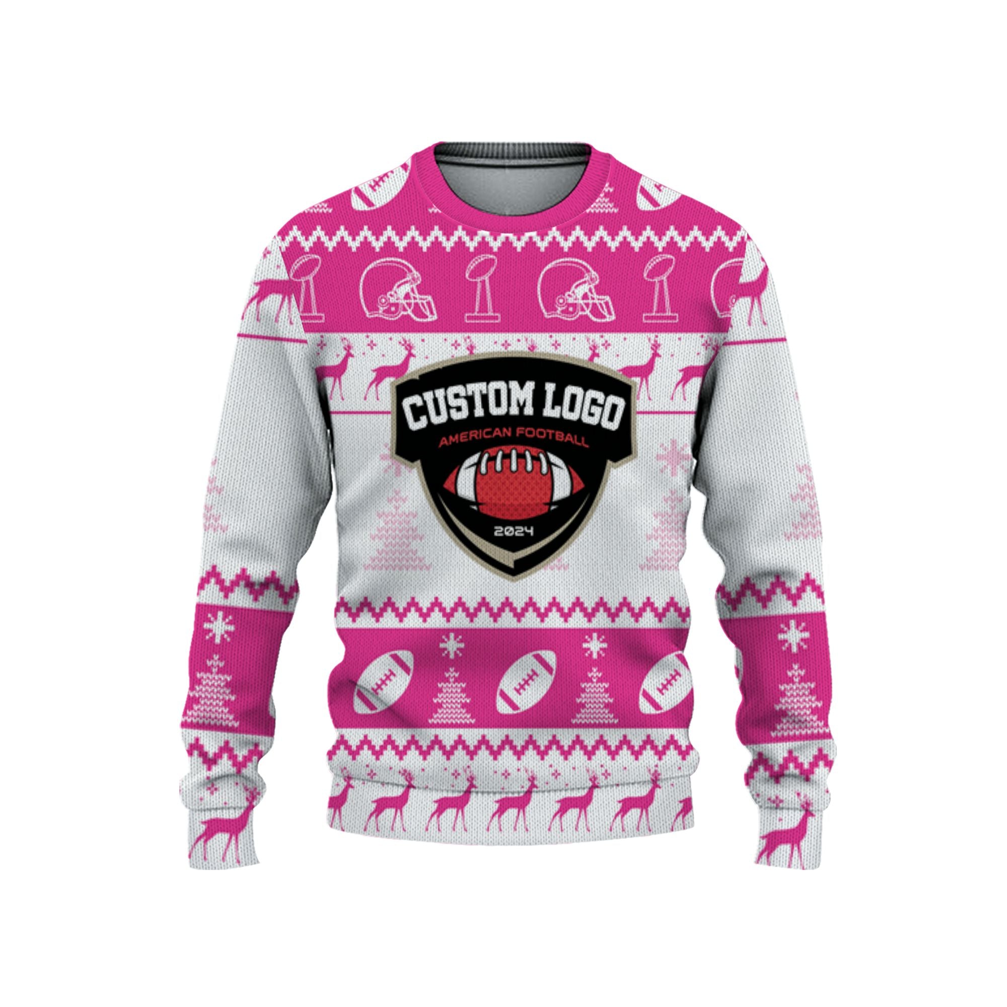 customized-your-team-american-football-ugly-christmas-sweater-pink-and-white-vdd39-7811
