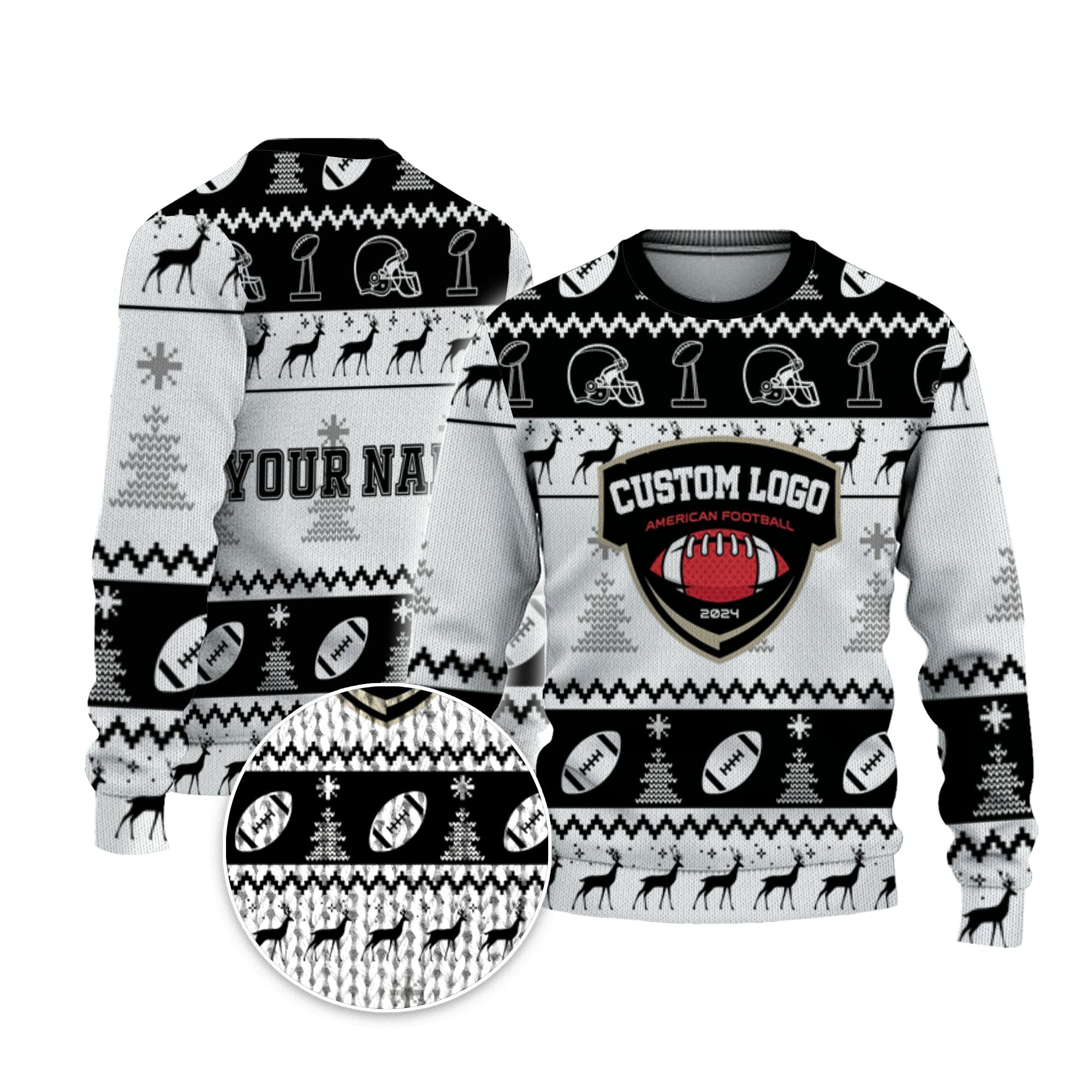 customized-your-team-american-football-ugly-christmas-sweater-black-and-white-las-vegas-vdd39-9395
