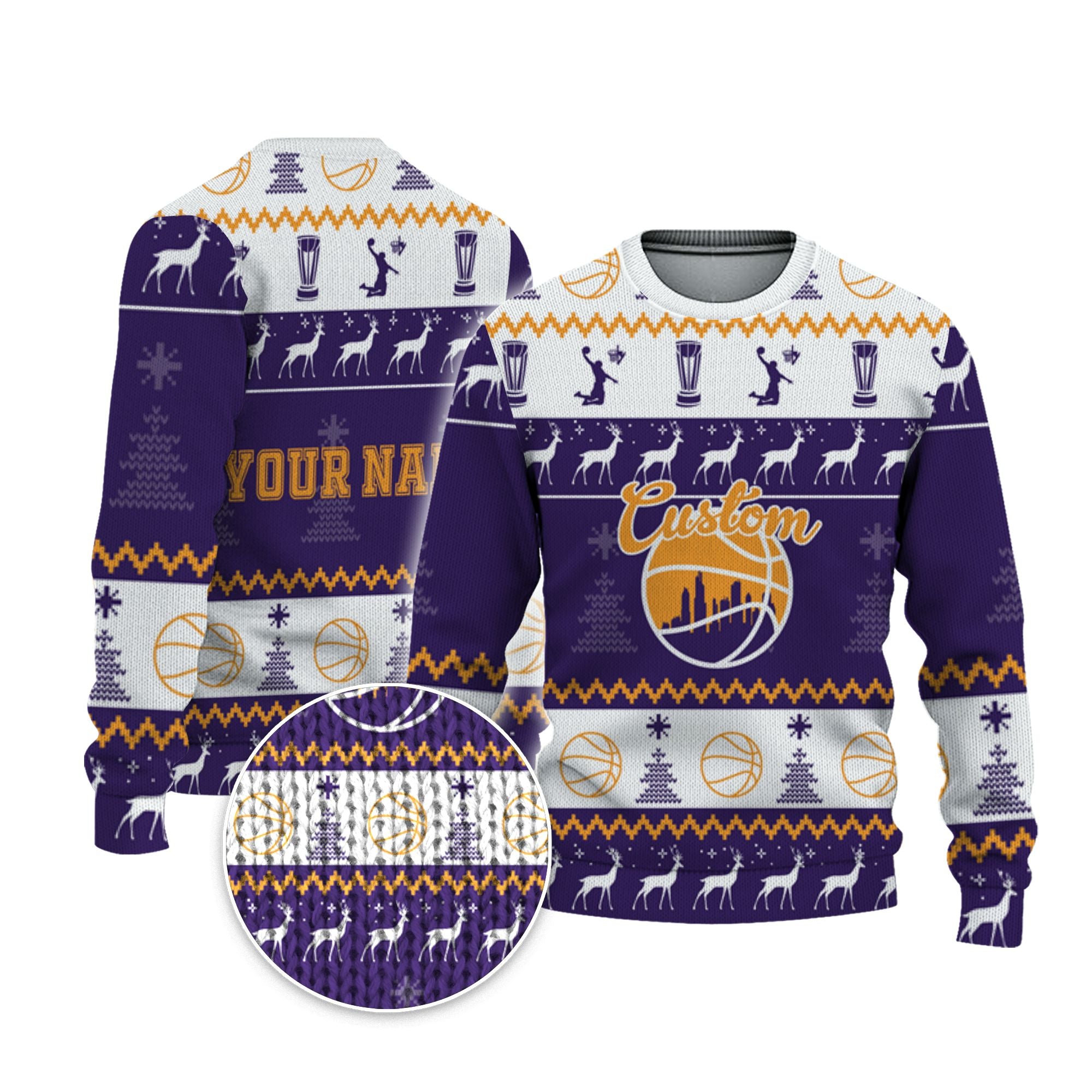customized-your-team-basketball-ugly-christmas-sweater-purple-yellow-and-white-phoenix-vdd37-2204