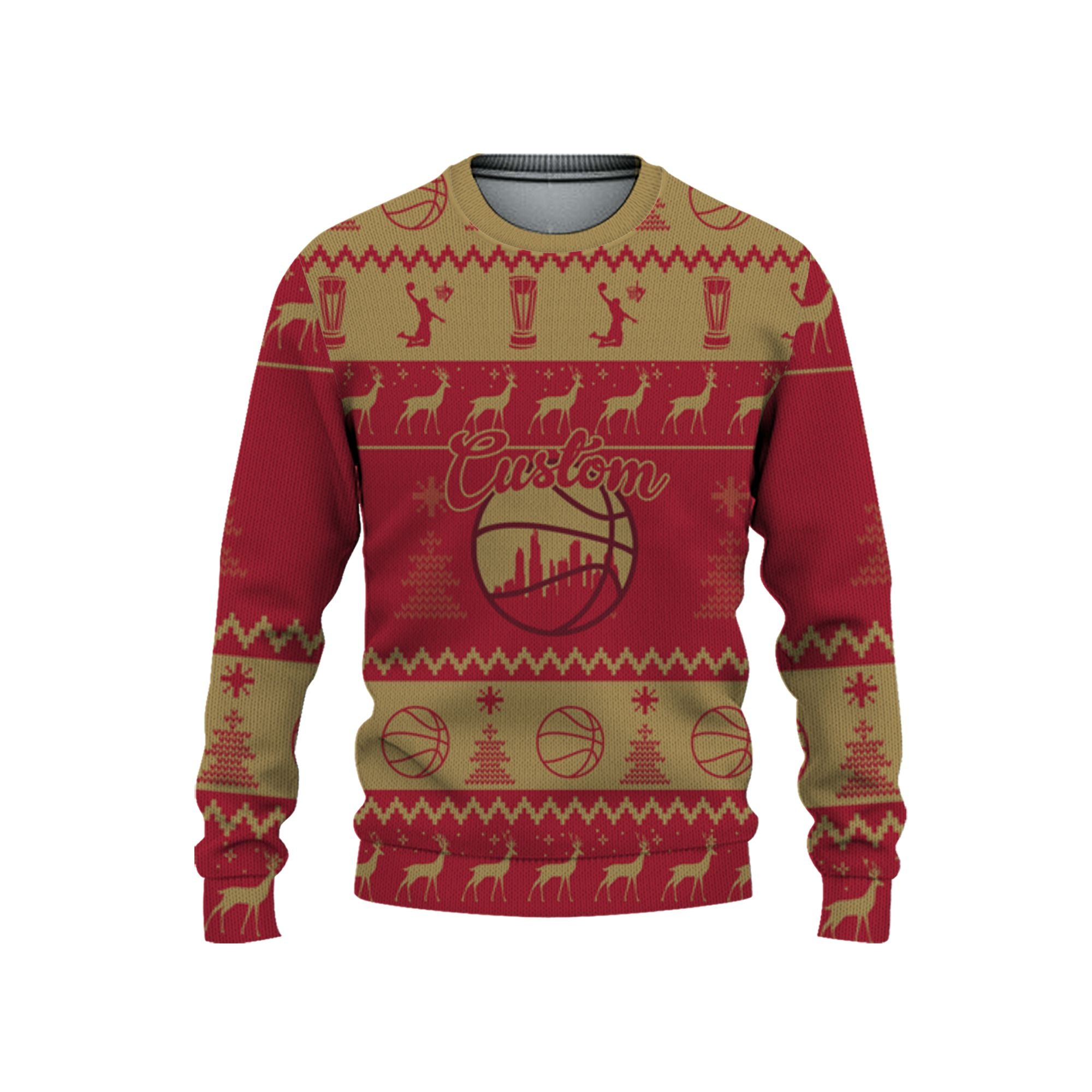 customized-your-team-basketball-ugly-christmas-sweater-red-and-gold-cleveland-vdd37-8357