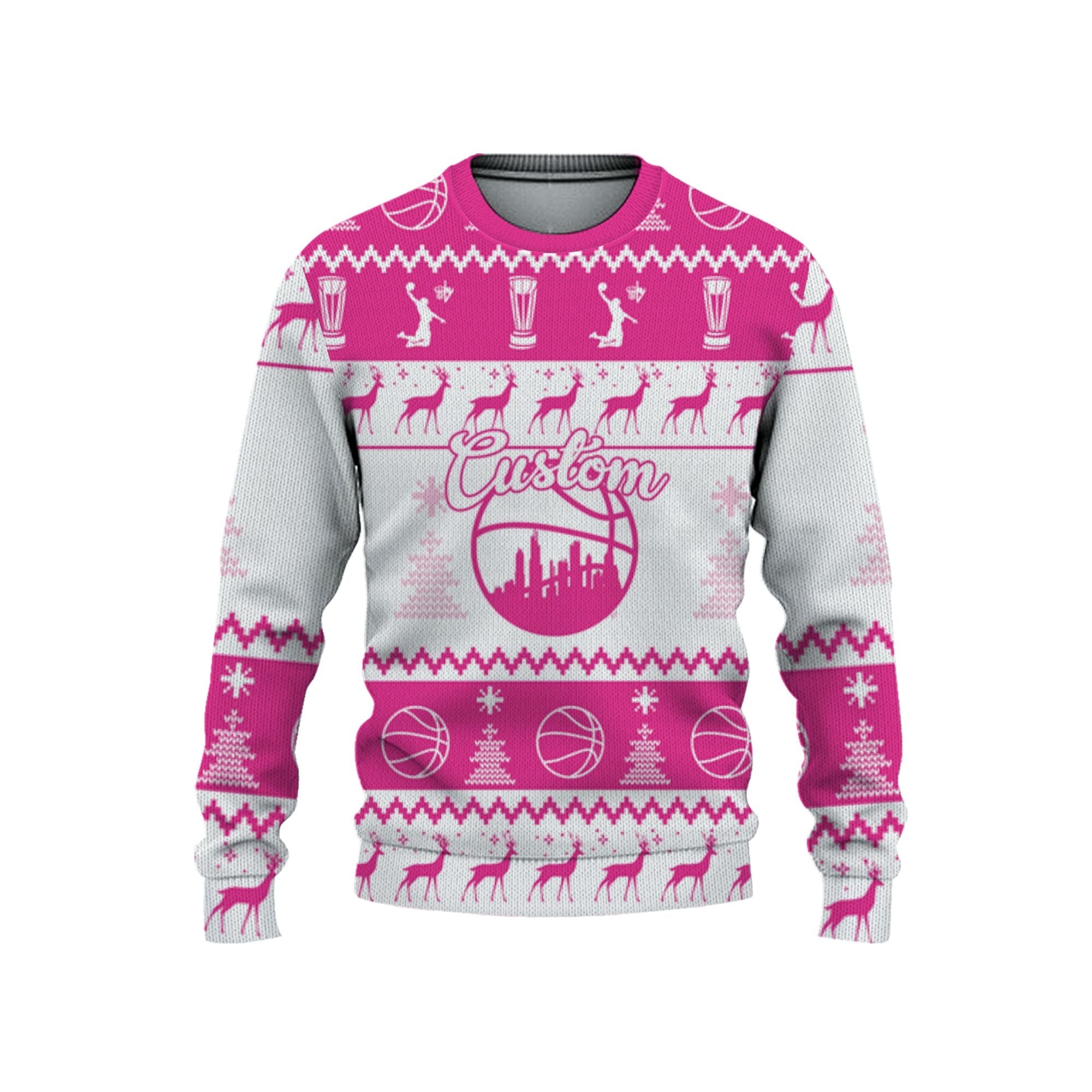 customized-your-team-basketball-ugly-christmas-sweater-pink-and-white-vdd37-2127