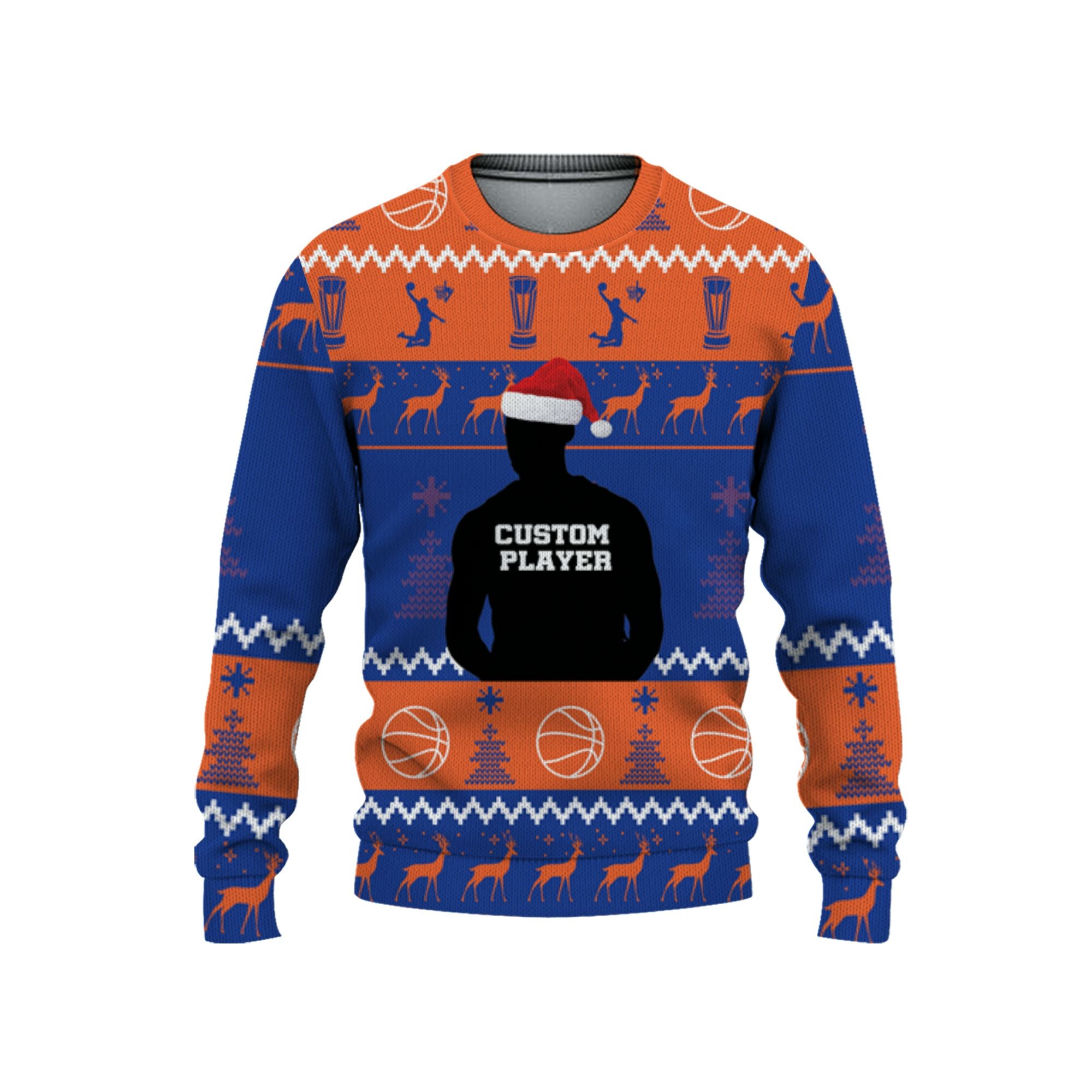 customized-player-basketball-ugly-christmas-sweater-blue-and-orange-new-york-vdd37-5470