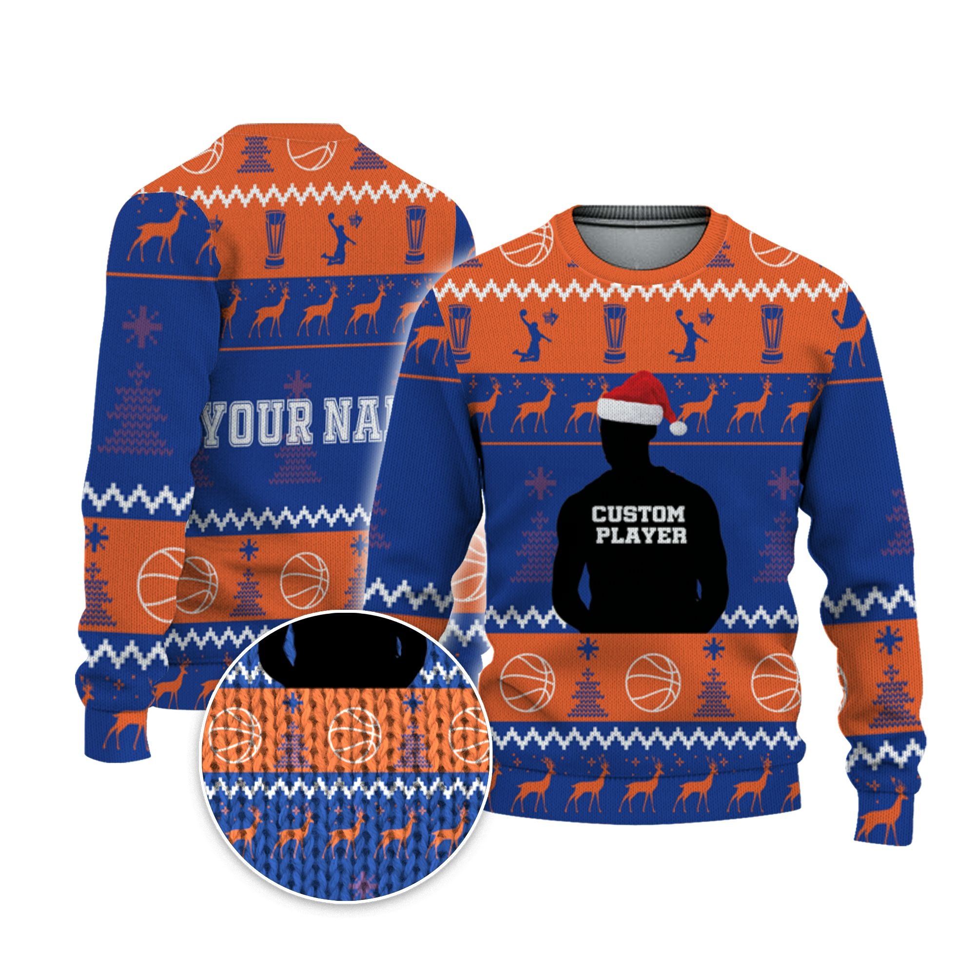 customized-player-basketball-ugly-christmas-sweater-blue-and-orange-new-york-vdd37-5470
