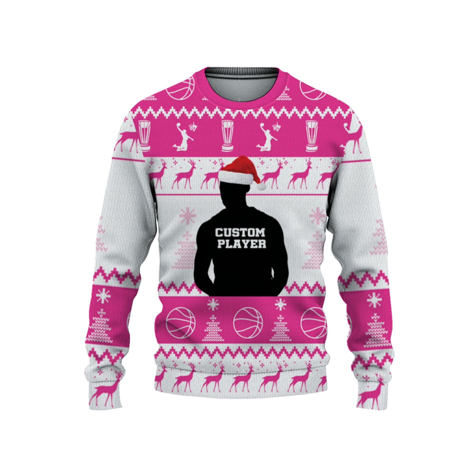 customized-player-basketball-ugly-christmas-sweater-pink-and-white-vdd37-2554