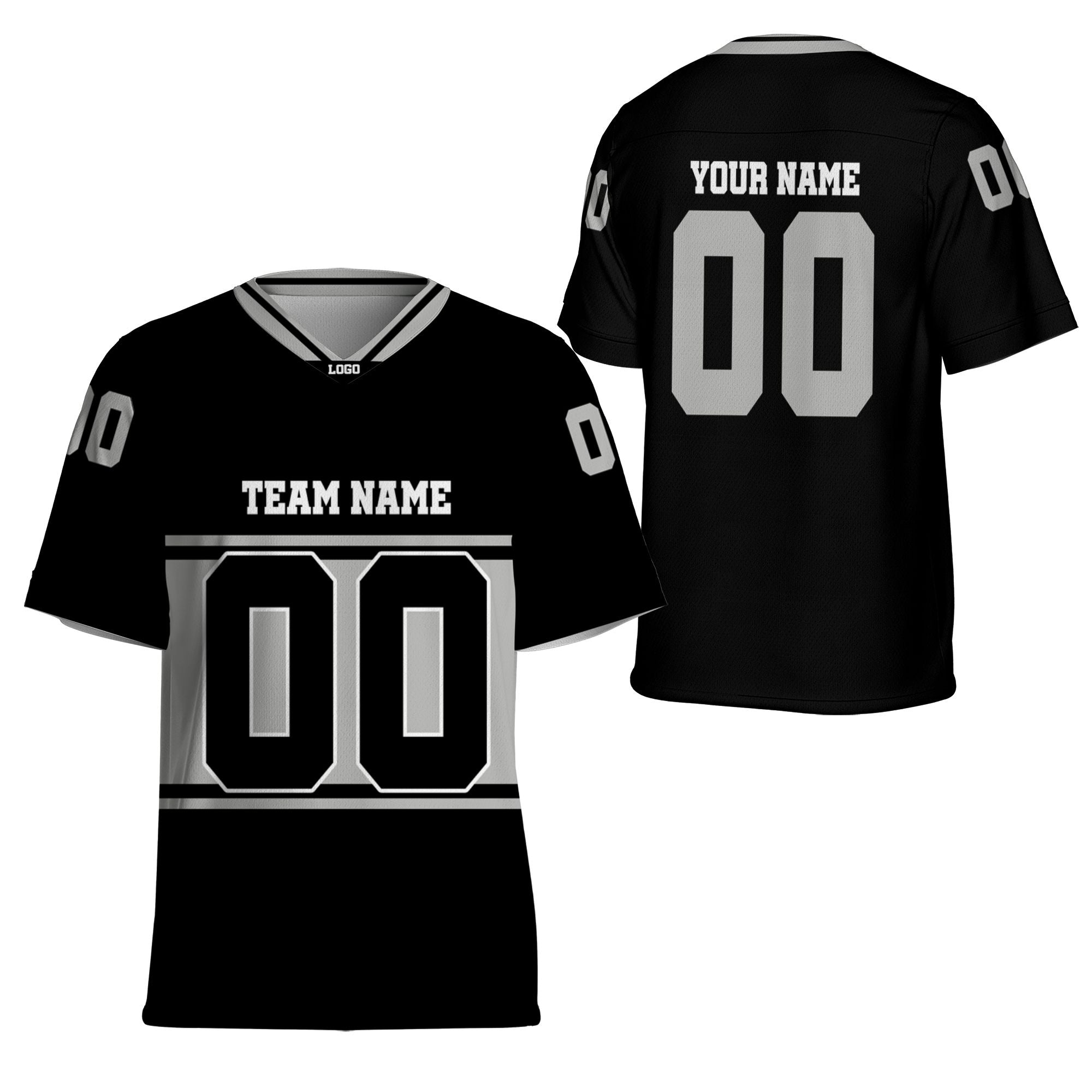 personalized-team-name-nuber-football-jersey-horizontal-line-black-gray-and-white-lar-vdd49-1863