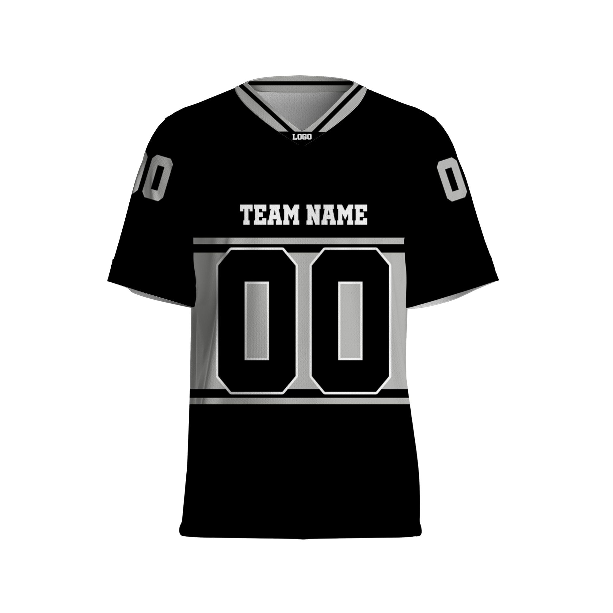 personalized-team-name-nuber-football-jersey-horizontal-line-black-gray-and-white-lar-vdd49-1863