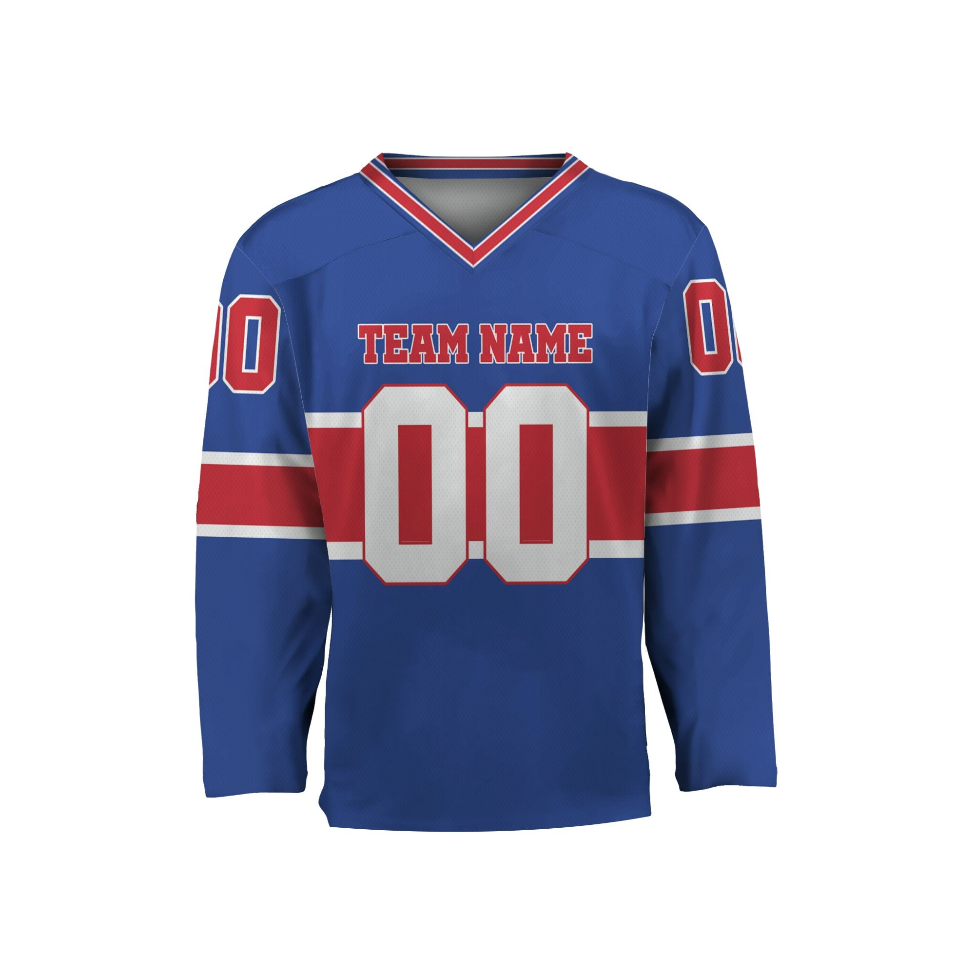 personalized-team-name-number-hockey-jersey-horizontal-lines-blue-red-and-white-vdd53-9406