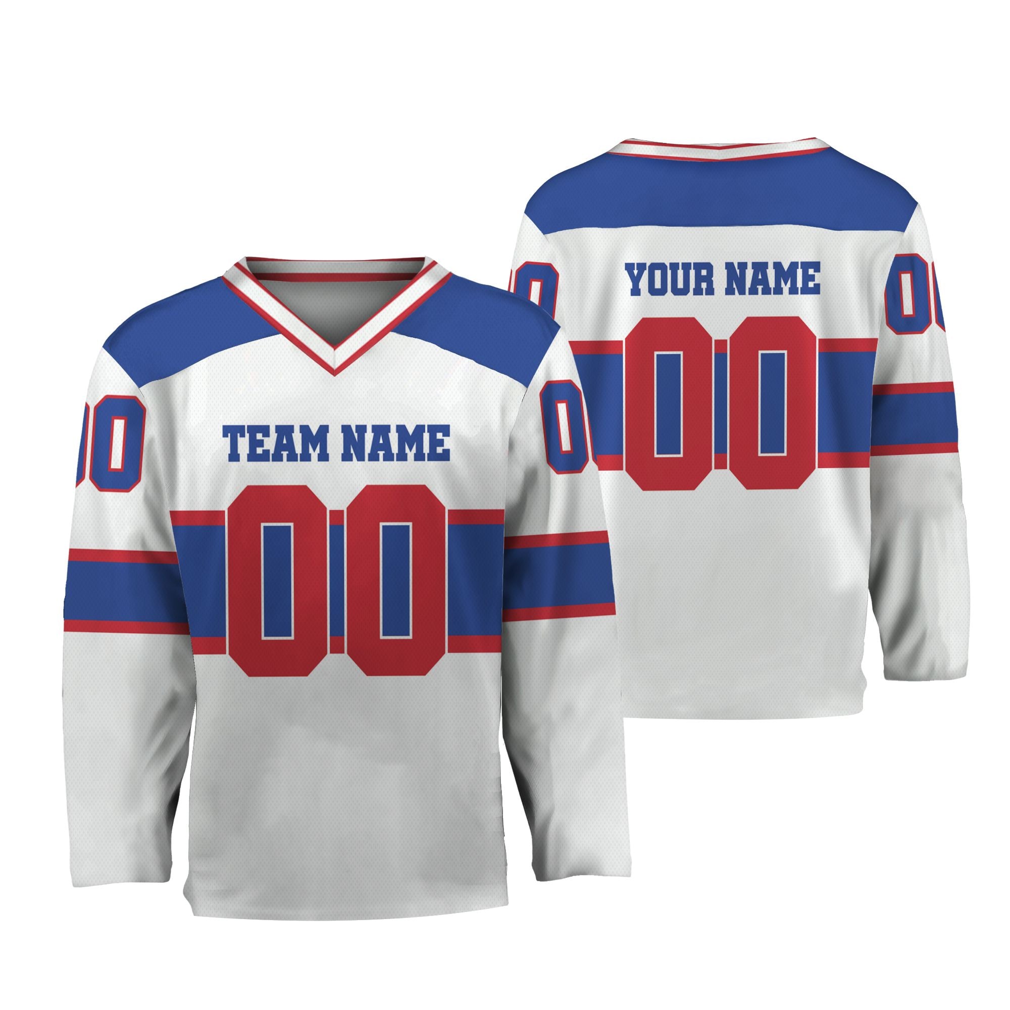 personalized-team-name-number-hockey-jersey-horizontal-lines-white-blue-and-red-vdd54-2364