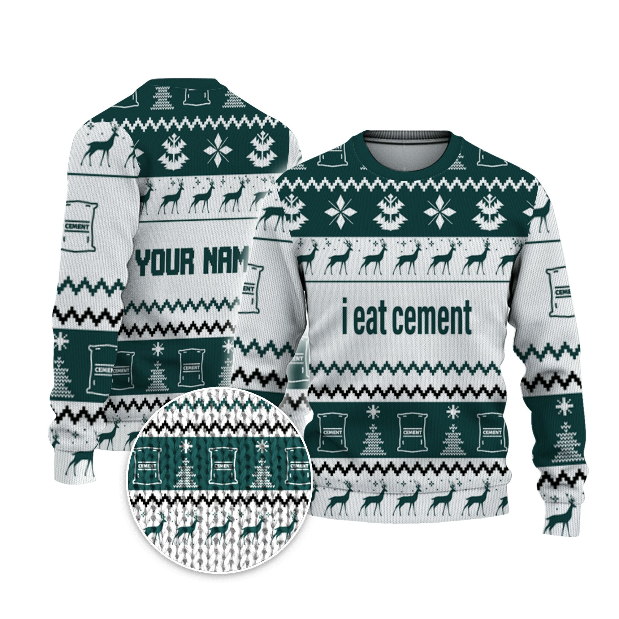 personalized-i-eat-cement-christmas-holiday-funny-ugly-sweater-green-and-white-vdd58-6559