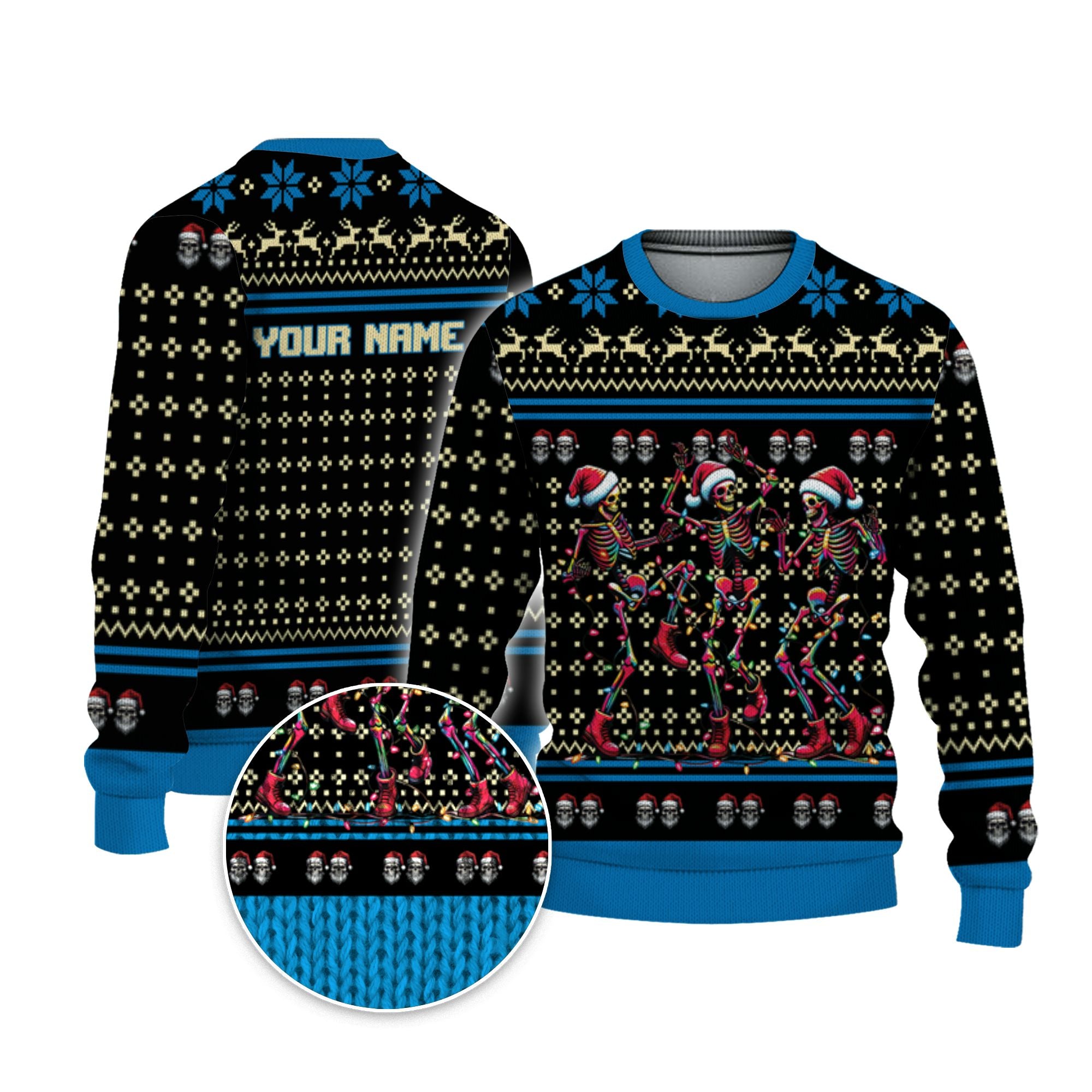 personalize-ugly-christmas-dancing-skeleton-blue-nda70-4617