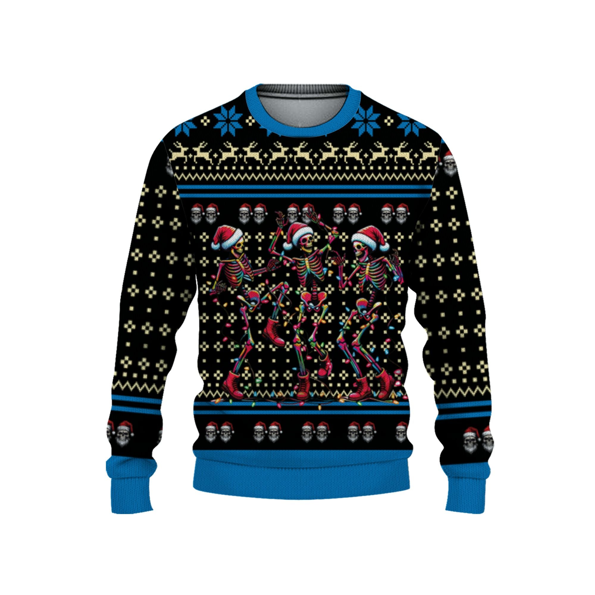 personalize-ugly-christmas-dancing-skeleton-blue-nda70-4617