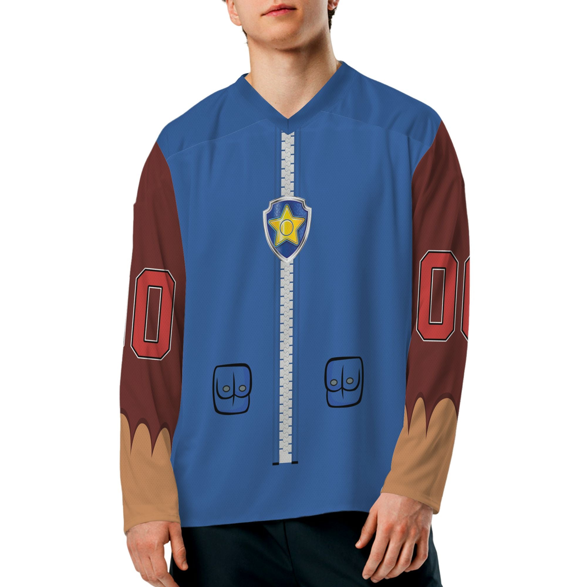 personalize-hockey-costume-suit-dog-paw-blue-nda99-9907
