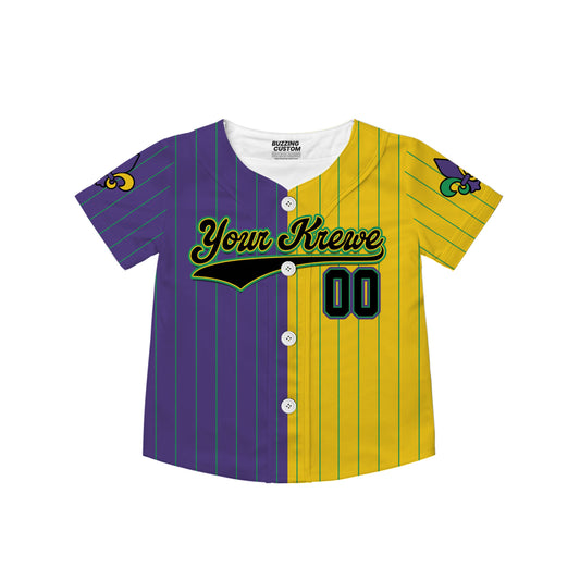 Half Custom Tkb40 Yellow And Purple Stripe Kid Baseball Jersey