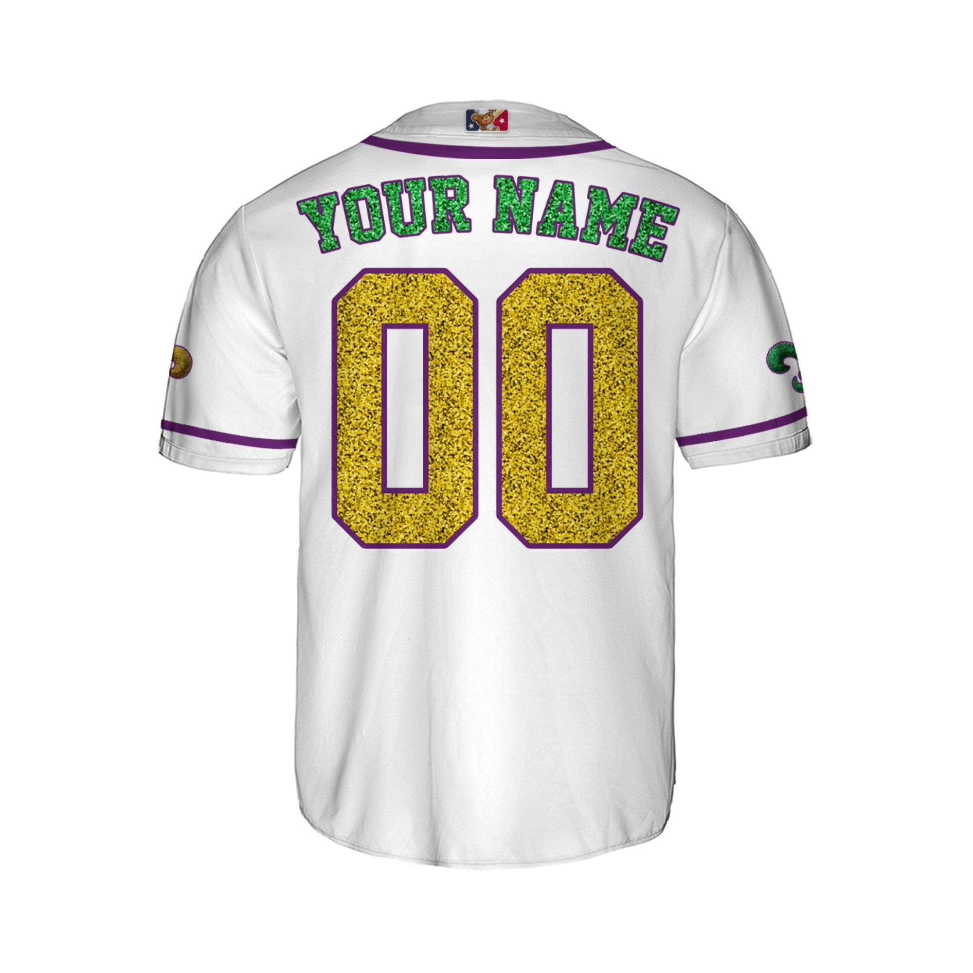 Custom White Mardi Gras Tkb38 Unisex Baseball Jersey