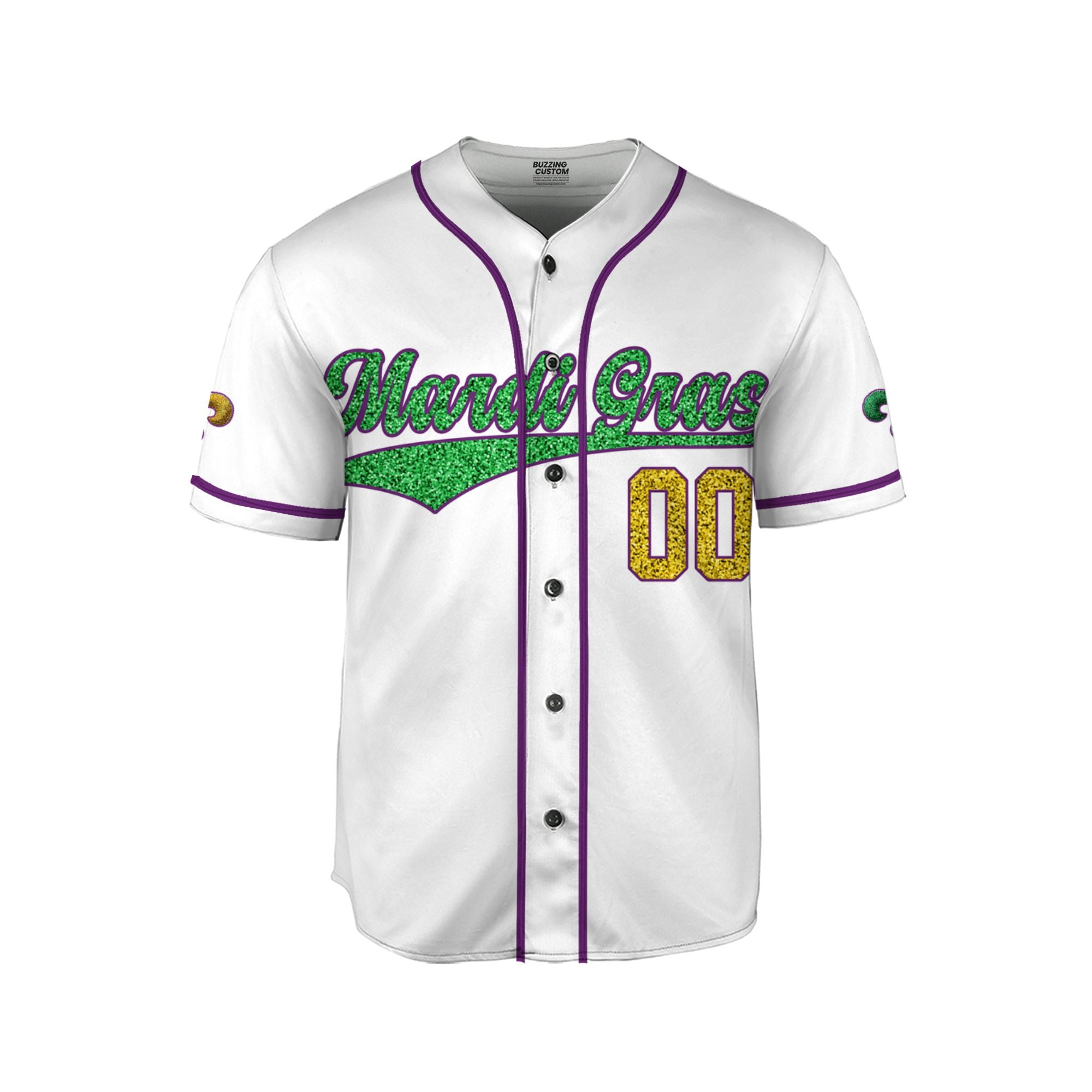 Custom White Mardi Gras Tkb38 Unisex Baseball Jersey