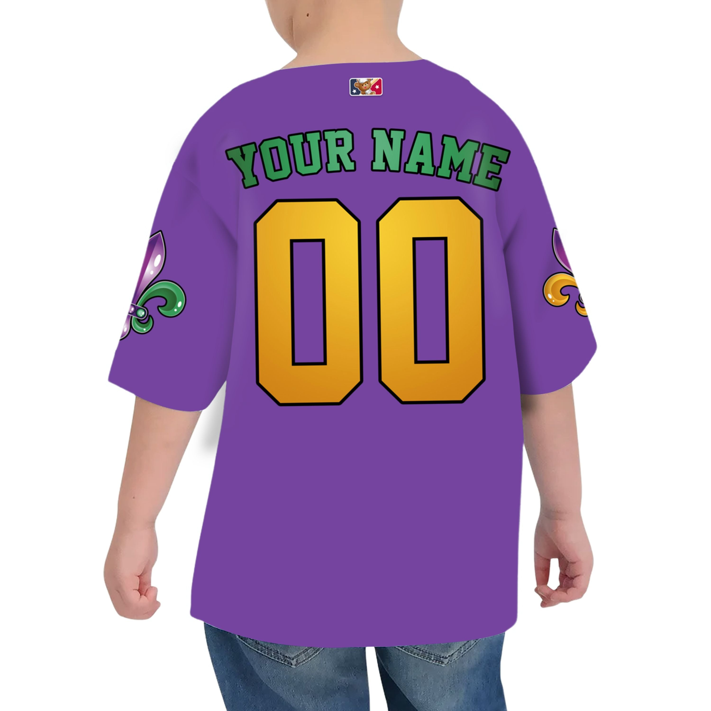 Custom Mardi Gras Tkb39 Purple Kid Baseball Jersey