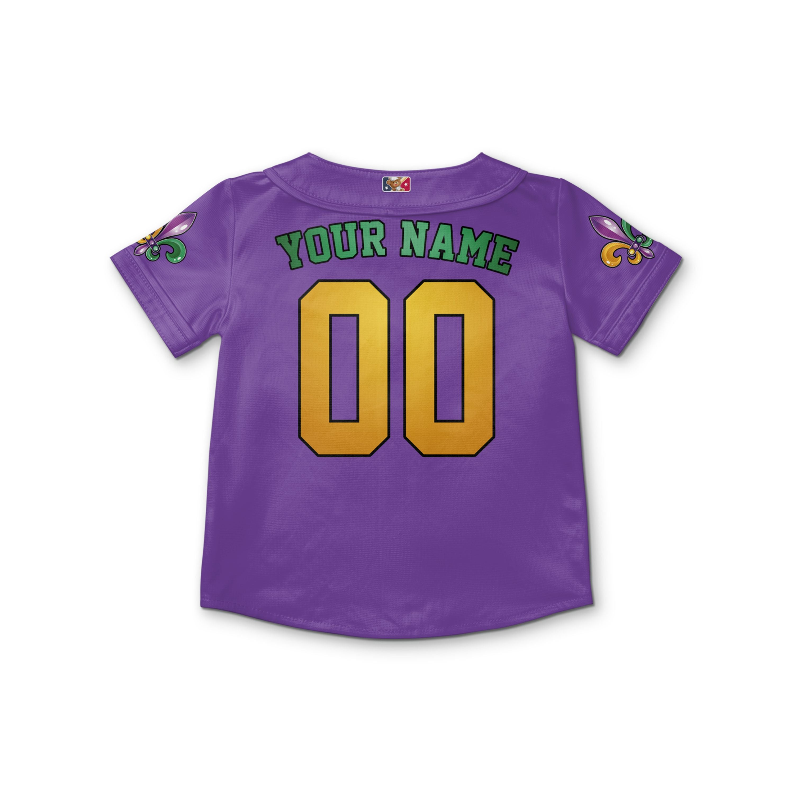 Custom Mardi Gras Tkb39 Purple Kid Baseball Jersey