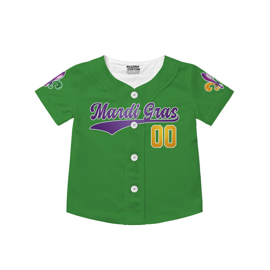 Custom Mardi Gras Tkb39 Green Kid Baseball Jersey