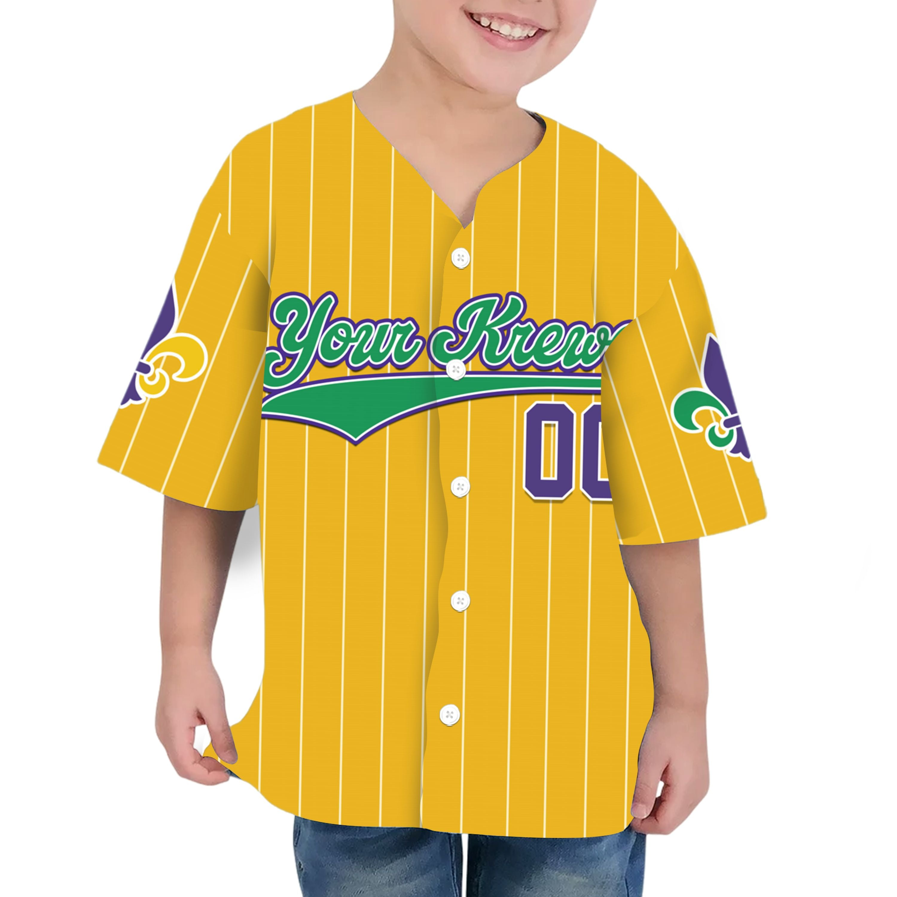 Custom Tkb40 Yellow Stripe Kid Baseball Jersey