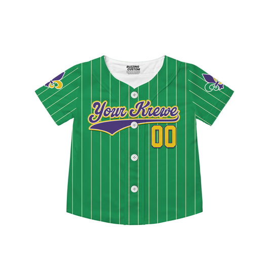 Custom Tkb40 Green Stripe Kid Baseball Jersey