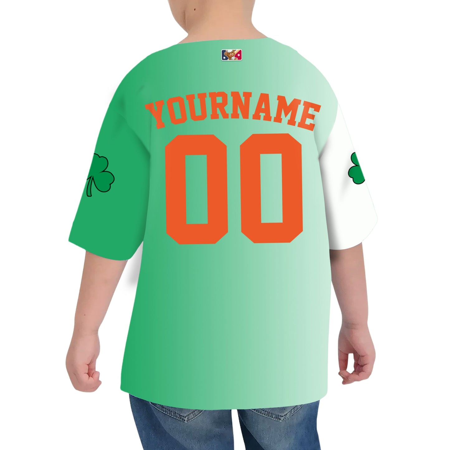 Custom Unisex Green White St. Patrick's Day Kid Baseball Jersey