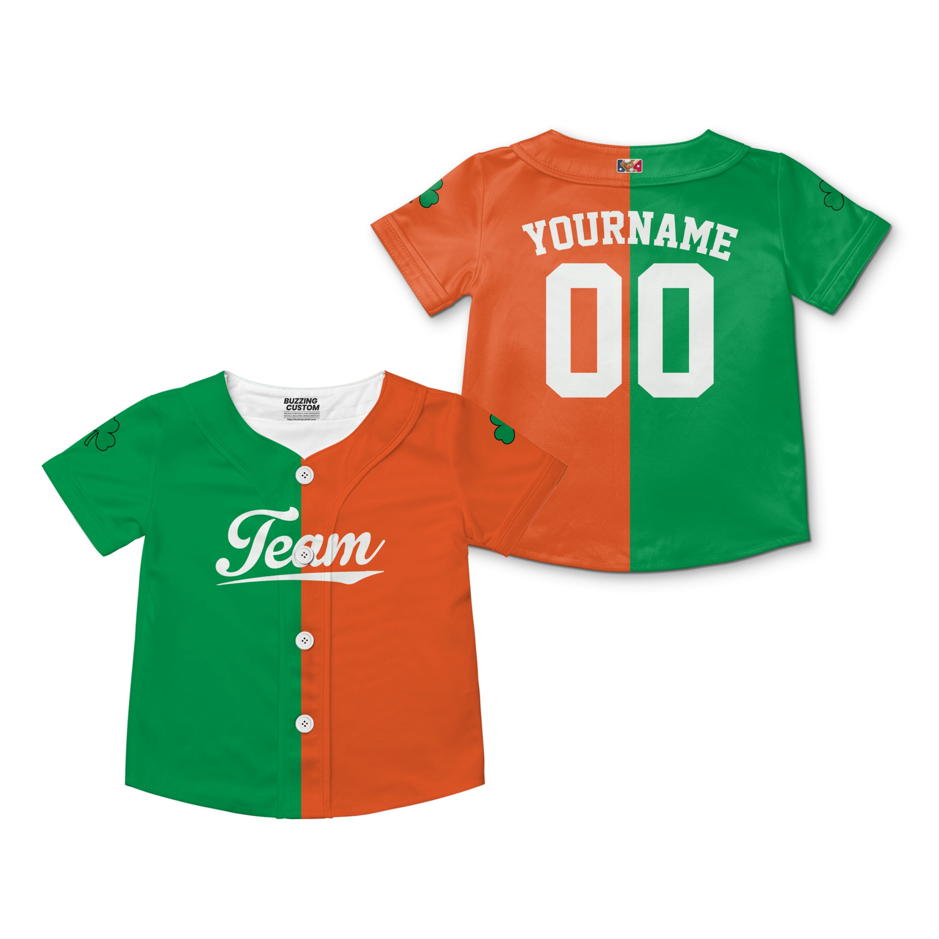Custom Unisex Haft Green Orange St. Patrick&