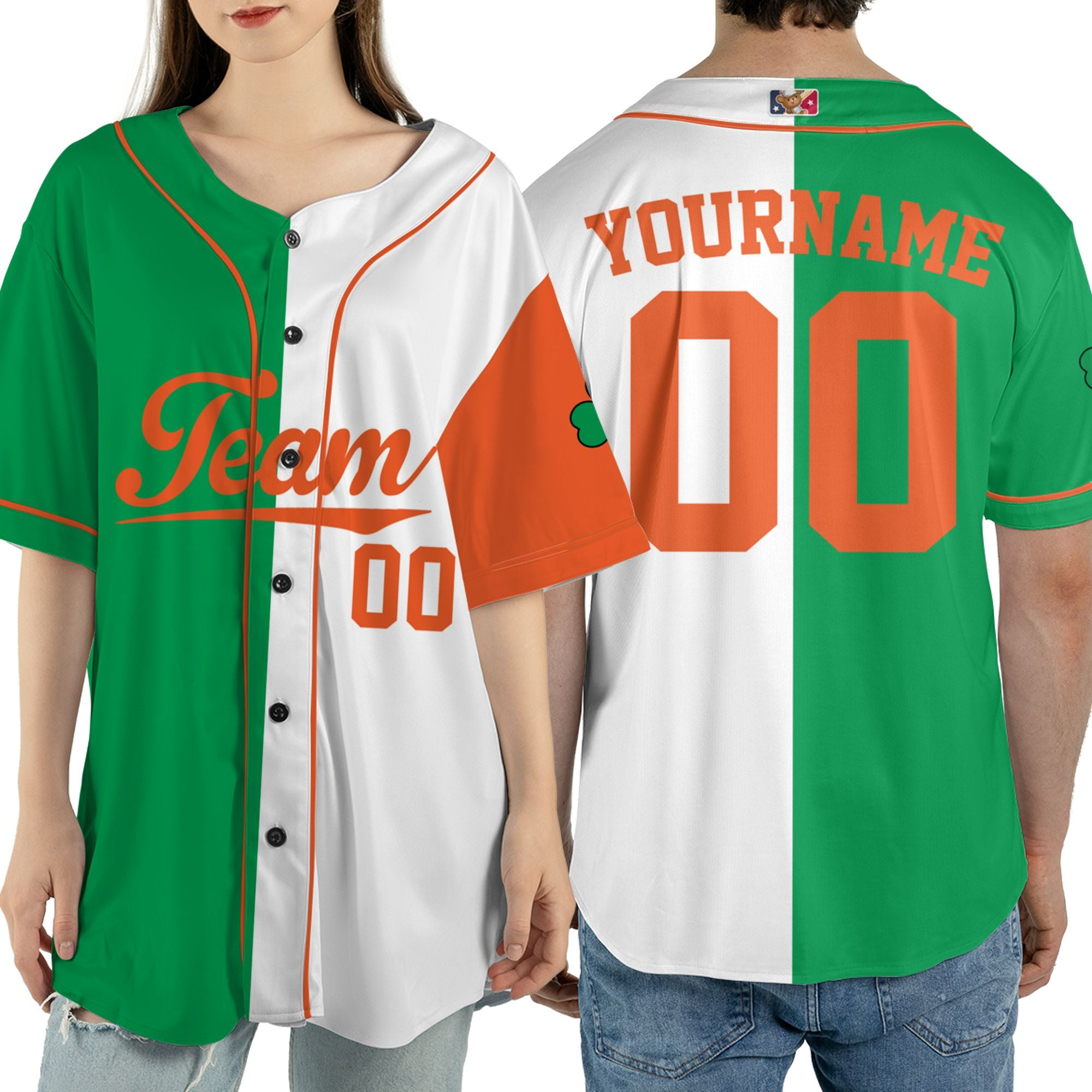 Custom Unisex Orange White Green St. Patrick&
