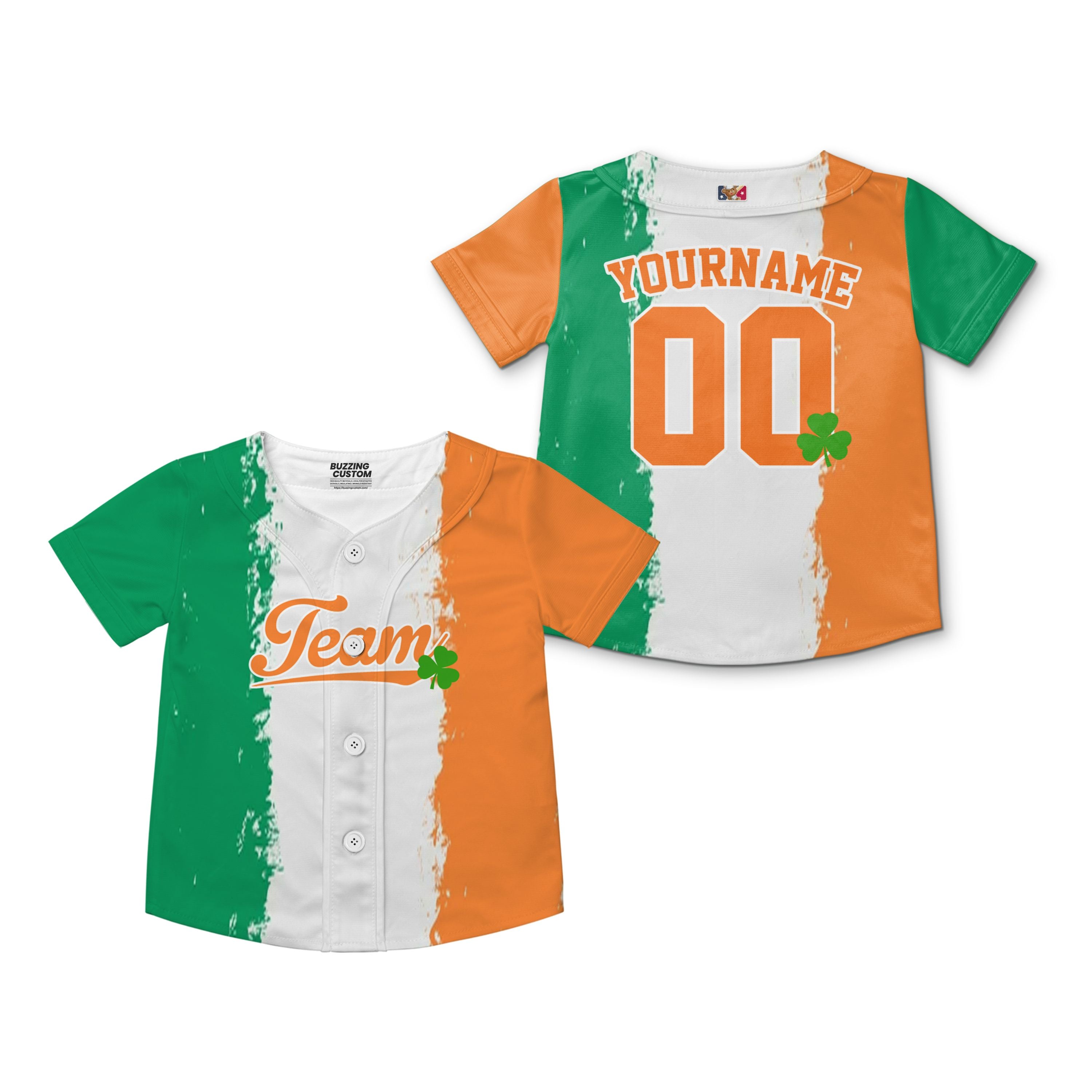 Custom Unisex Green Orange White St. Patrick&