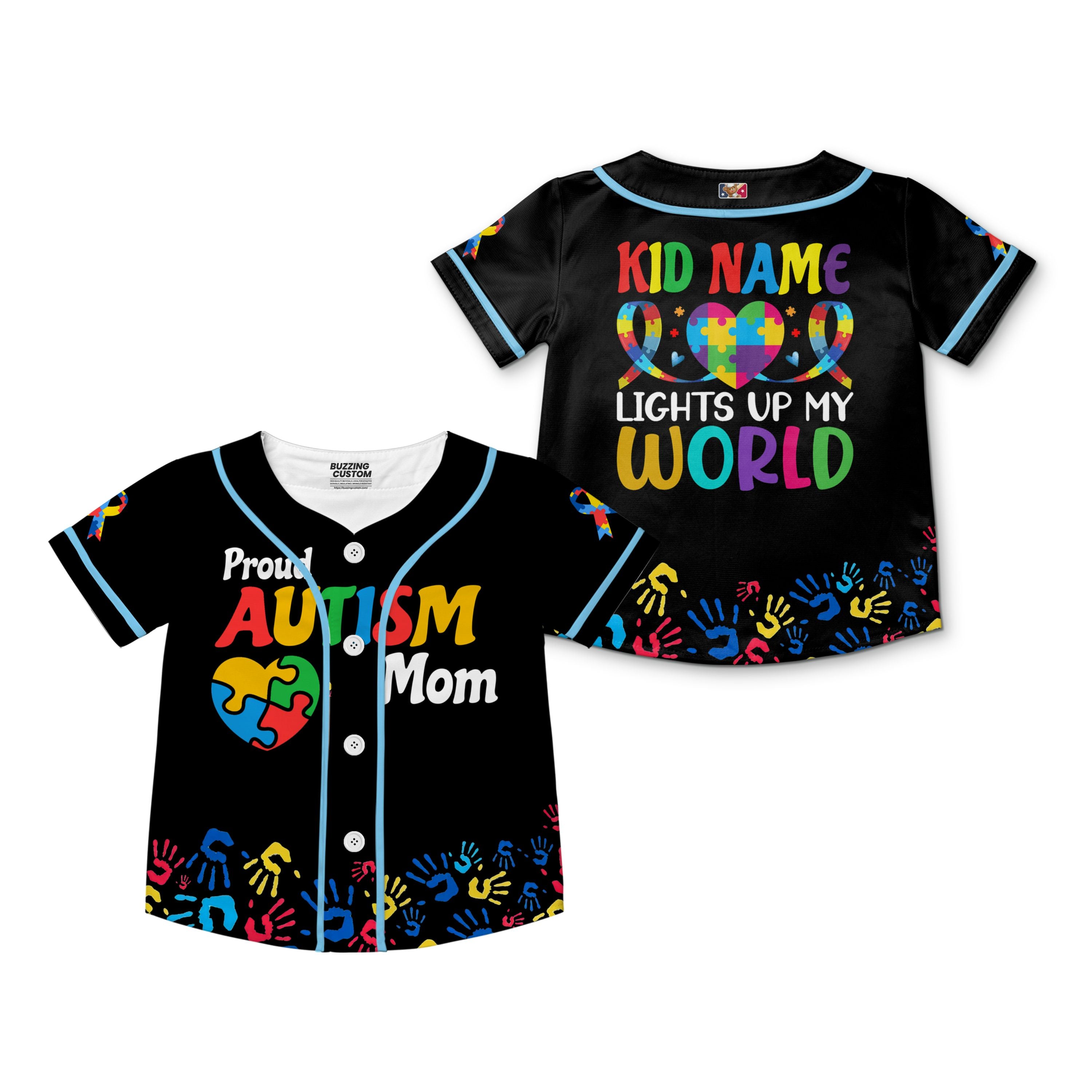 Custom Kid Austism Mom Black Baseball Jersey Autism Awareness Gift For Him And Her TKB68