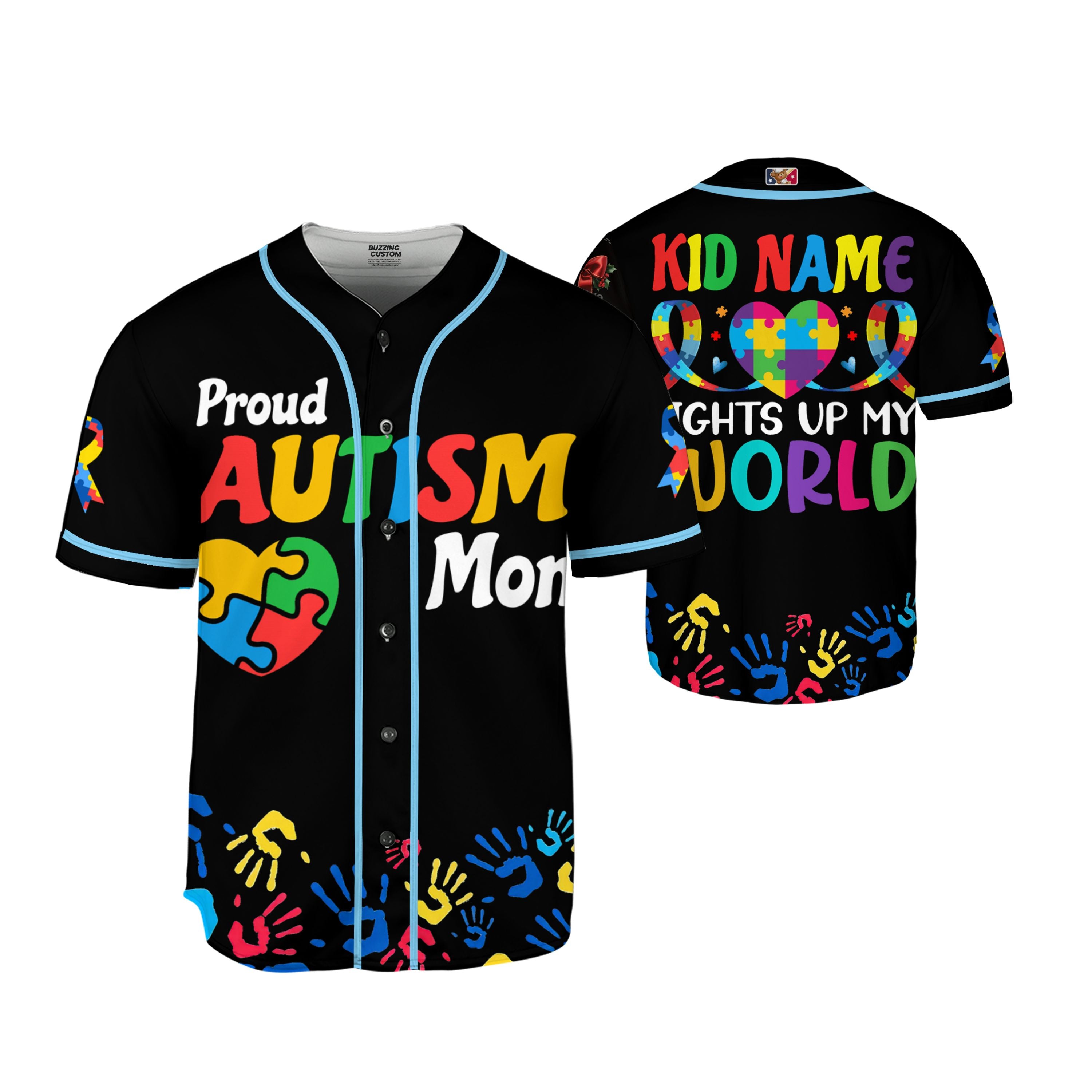 Custom Kid Austism Mom Black Baseball Jersey Autism Awareness Gift For Him And Her TKB68