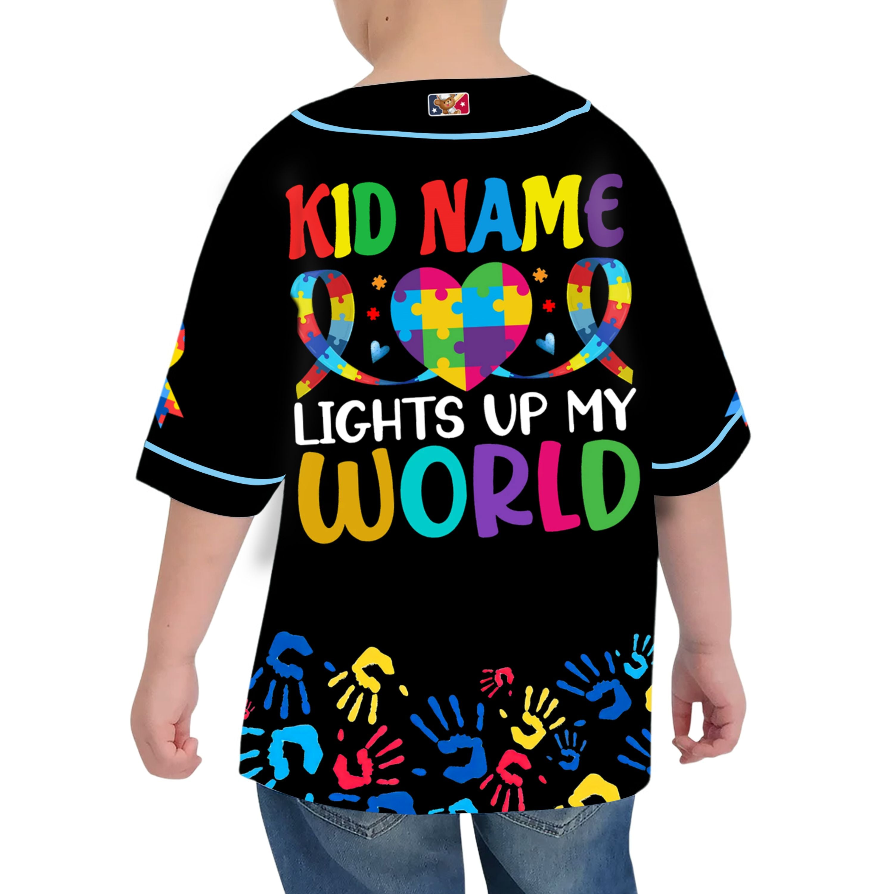 Custom Kid Austism Mom Black Baseball Jersey Autism Awareness Gift For Him And Her TKB68