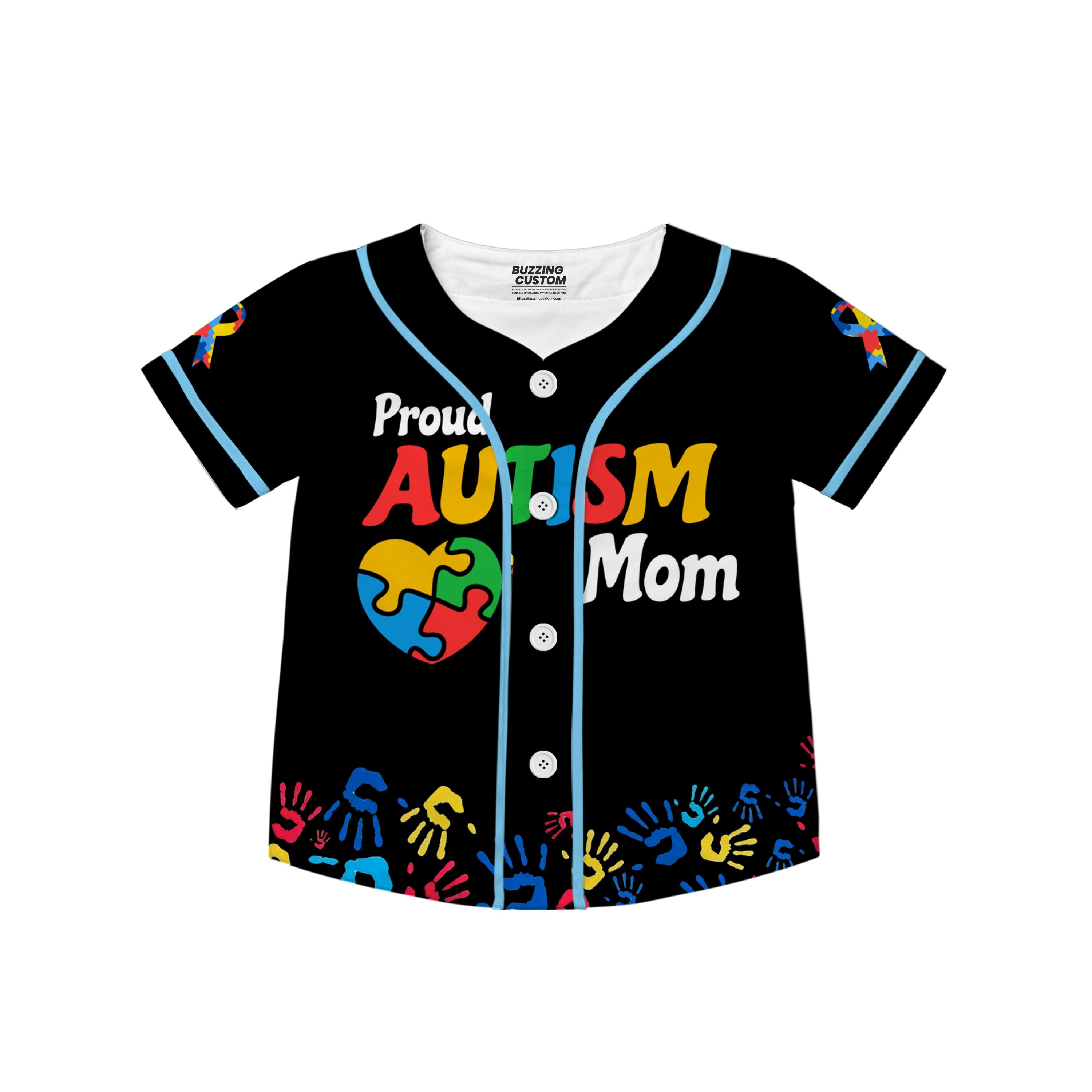 Custom Kid Austism Mom Black Baseball Jersey Autism Awareness Gift For Him And Her TKB68
