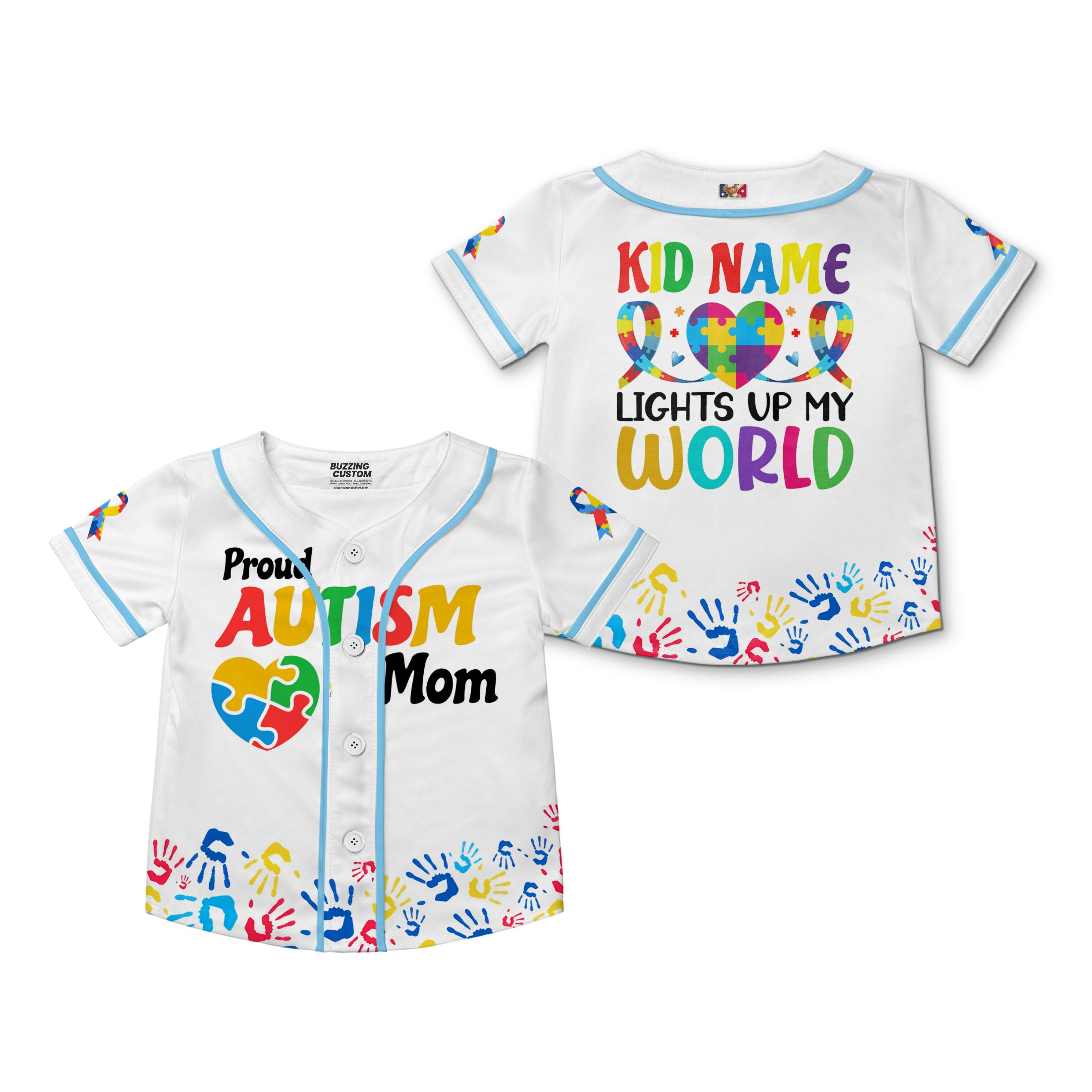 Custom Kid Mom White Baseball Jersey Autism Awareness Gift For Him And Her TKB68