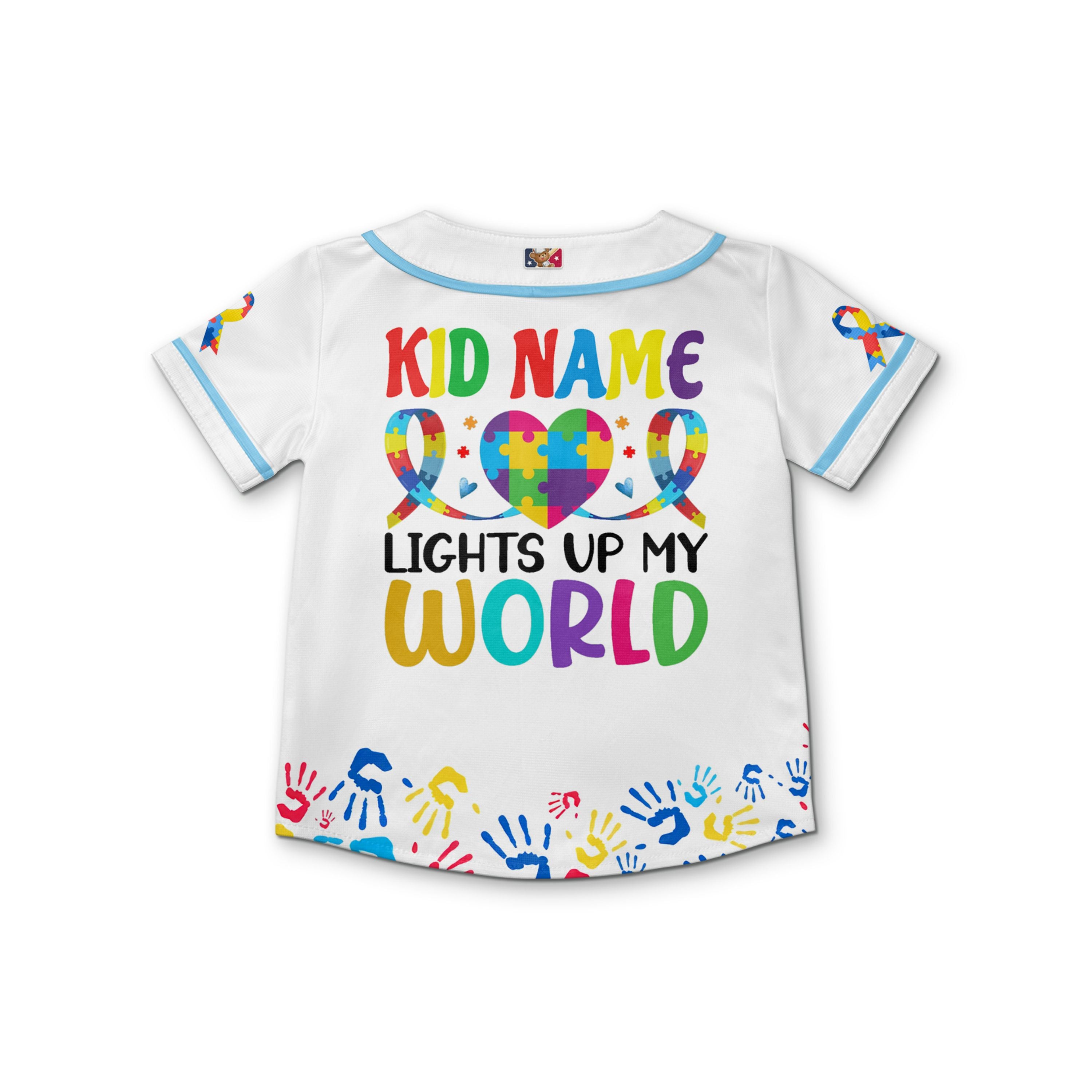 Custom Kid Dad White Baseball Jersey Autism Awareness Gift For Him And Her TKB68