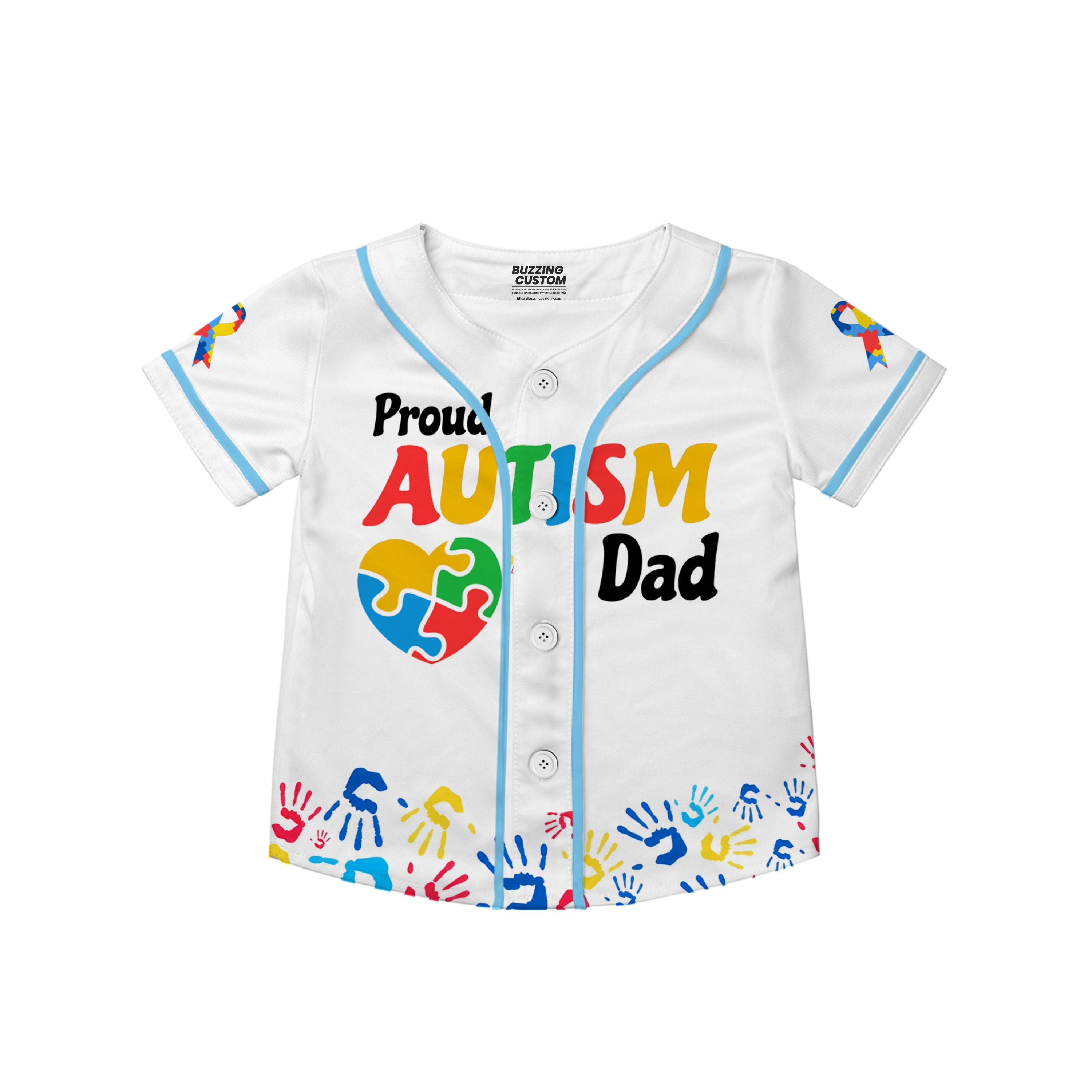 Custom Kid Dad White Baseball Jersey Autism Awareness Gift For Him And Her TKB68
