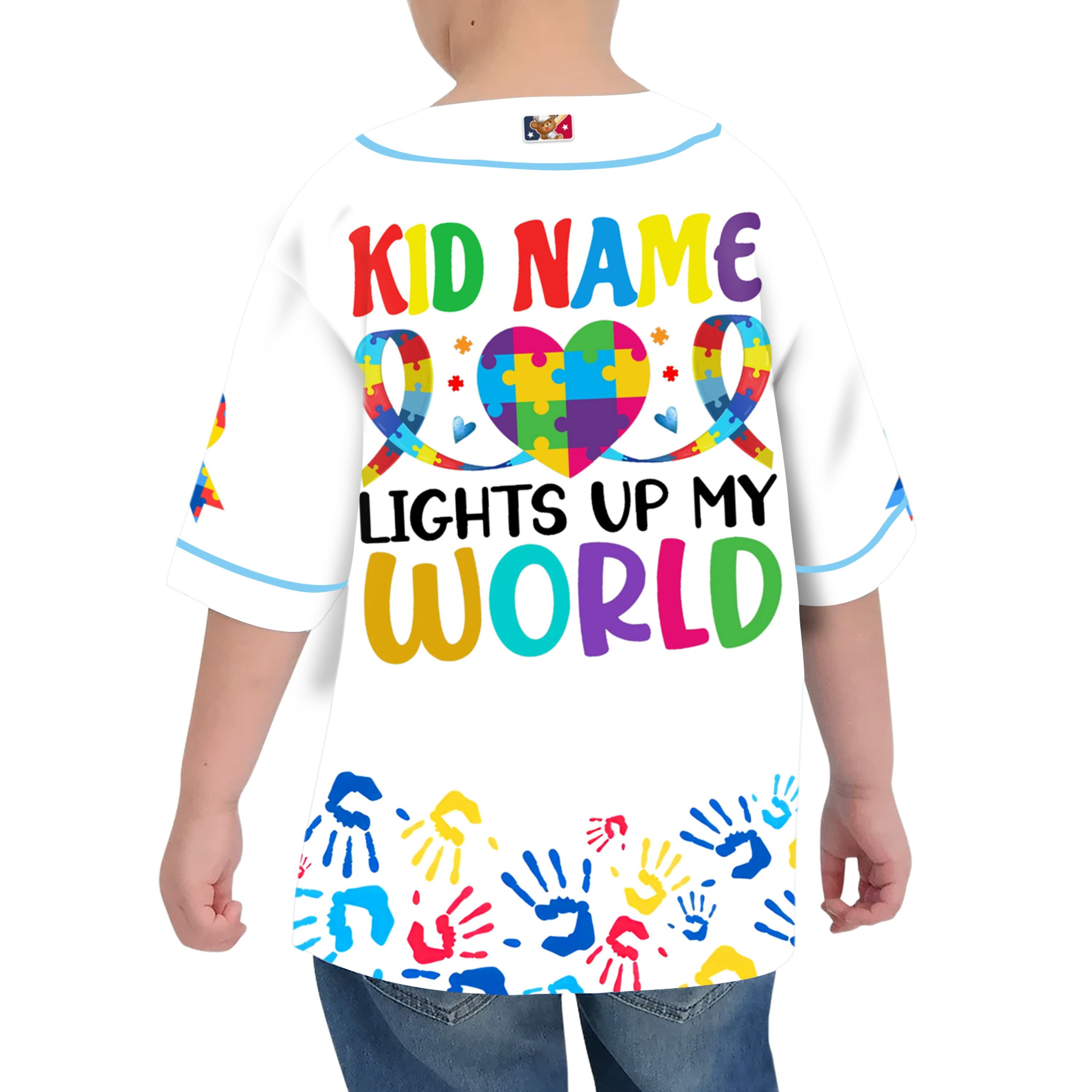 Custom Kid Dad White Baseball Jersey Autism Awareness Gift For Him And Her TKB68