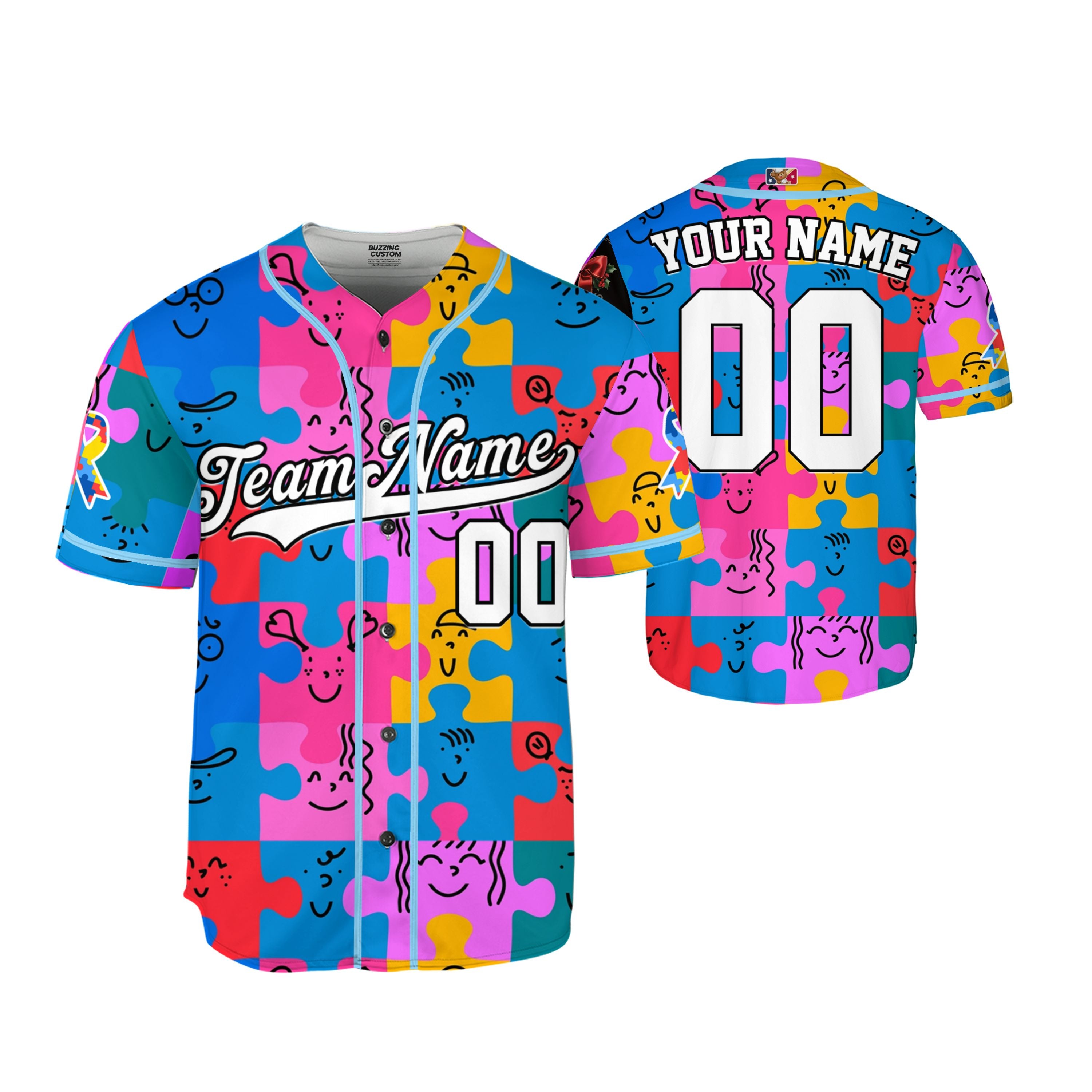 Custom Kid Jigsaw Autism Baseball Jersey Autism Awareness Gift For Him And Her TKb67