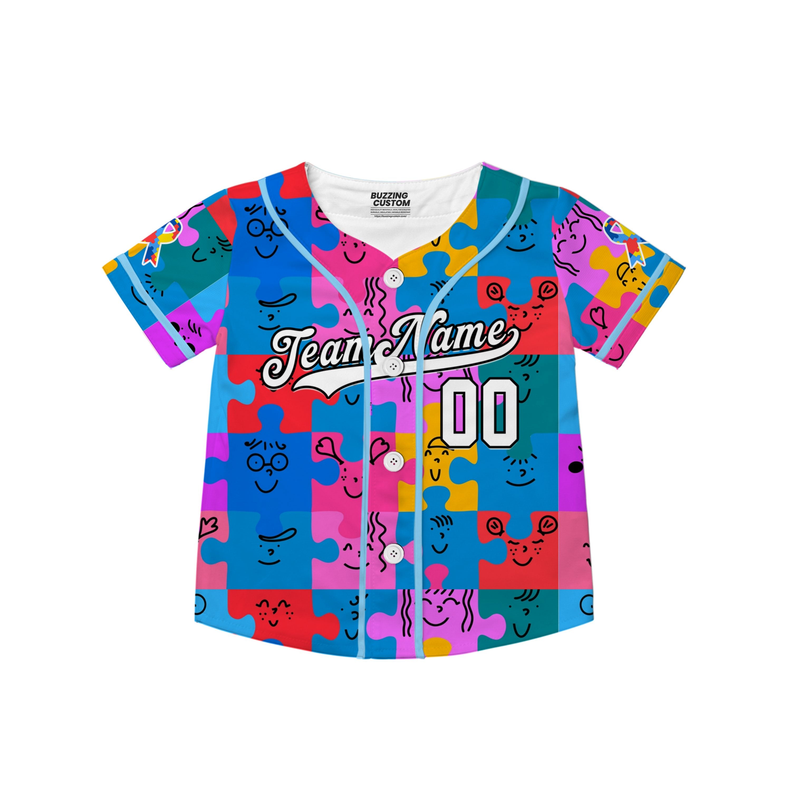 Custom Kid Jigsaw Autism Baseball Jersey Autism Awareness Gift For Him And Her TKb67