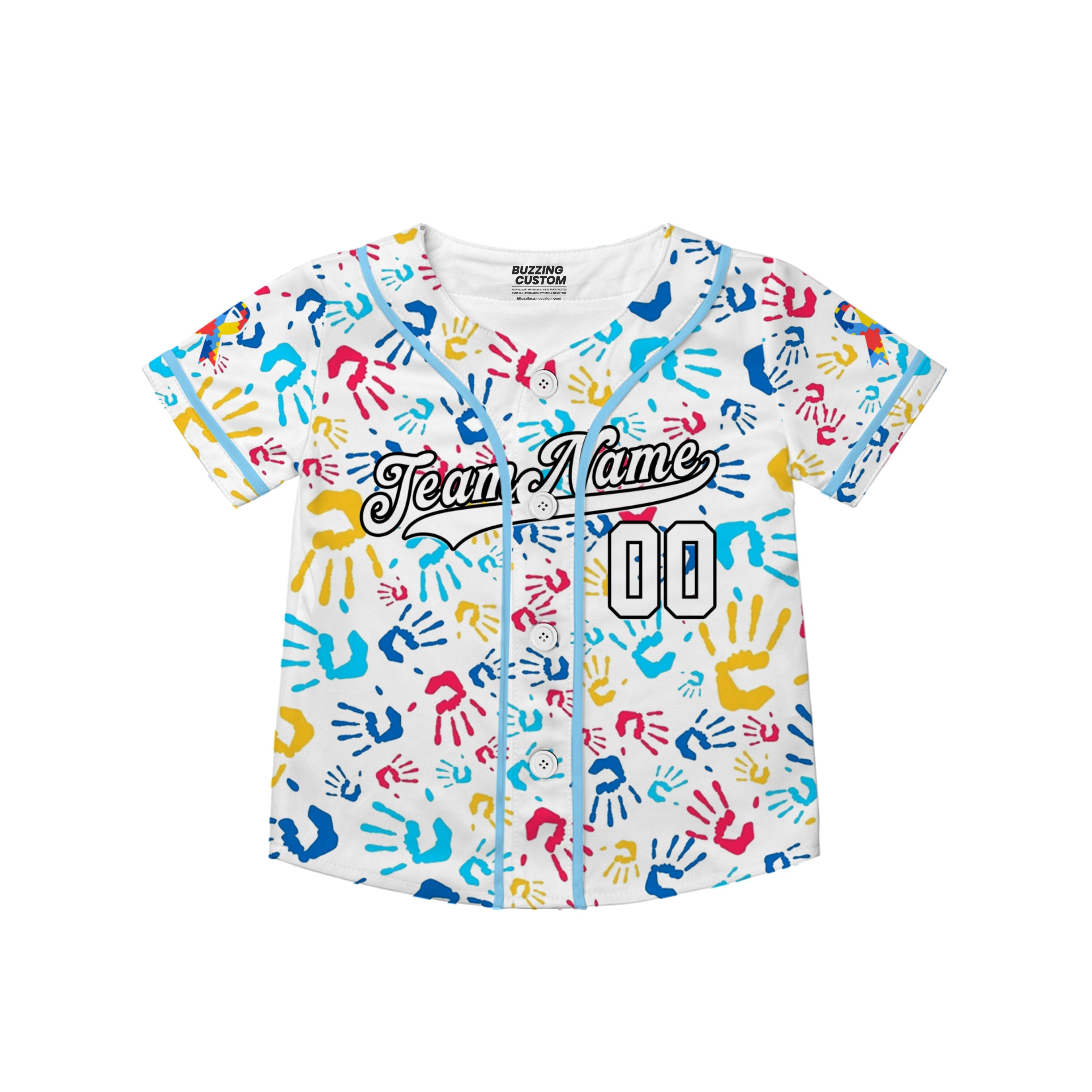 Custom Kid Hand Autism Baseball Jersey Autism Awareness Gift For Him And Her TKb67