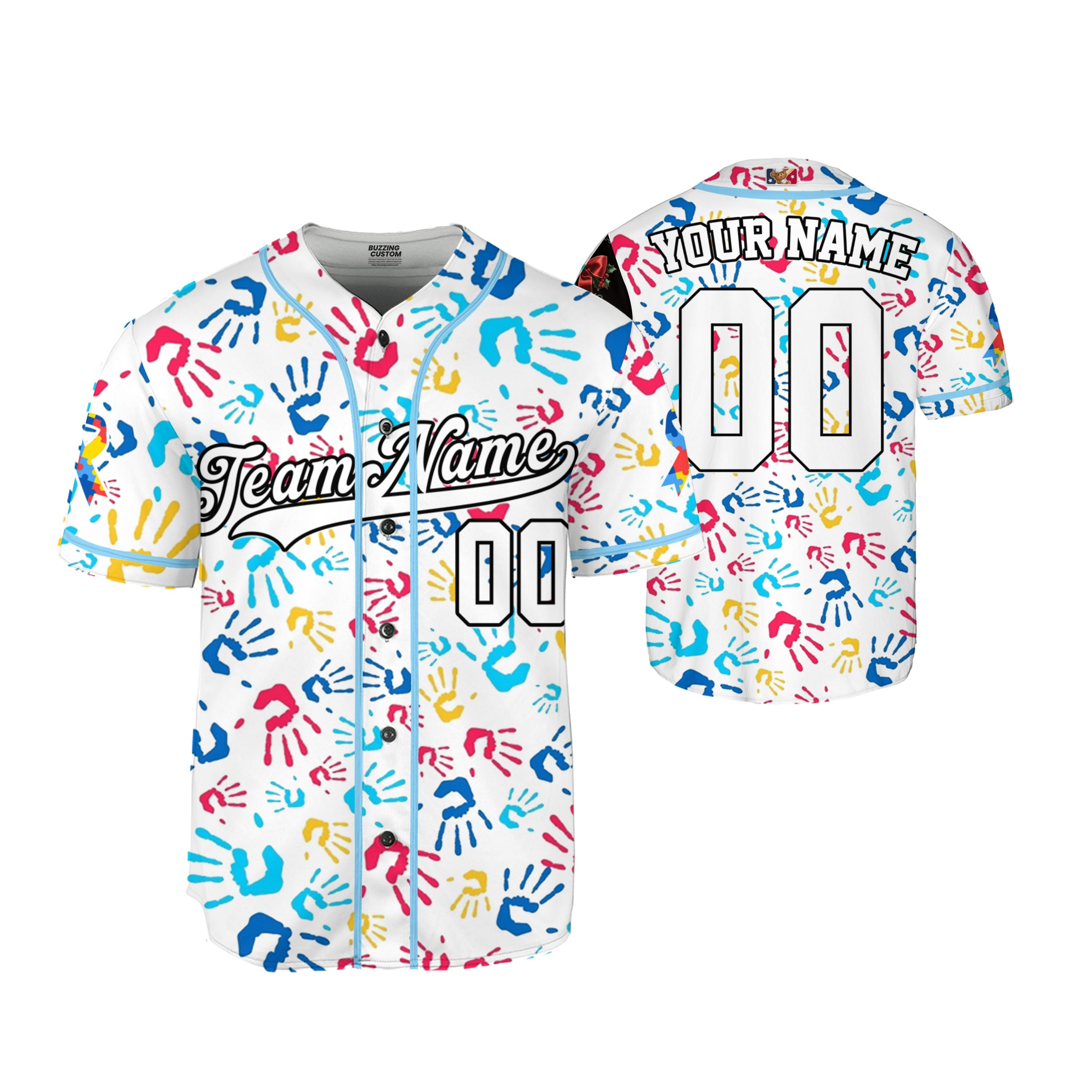 Custom Kid Hand Autism Baseball Jersey Autism Awareness Gift For Him And Her TKb67