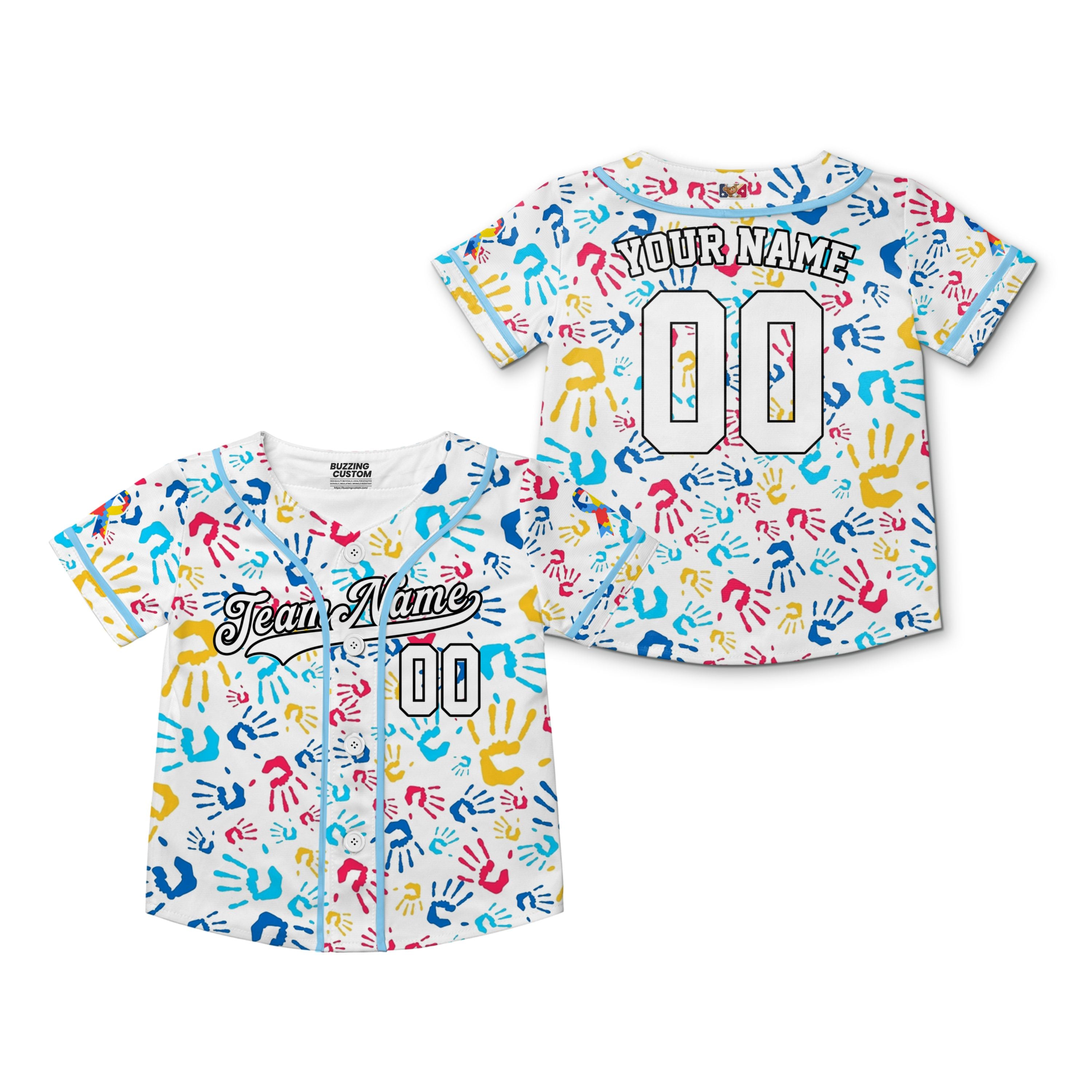 Custom Kid Hand Autism Baseball Jersey Autism Awareness Gift For Him And Her TKb67