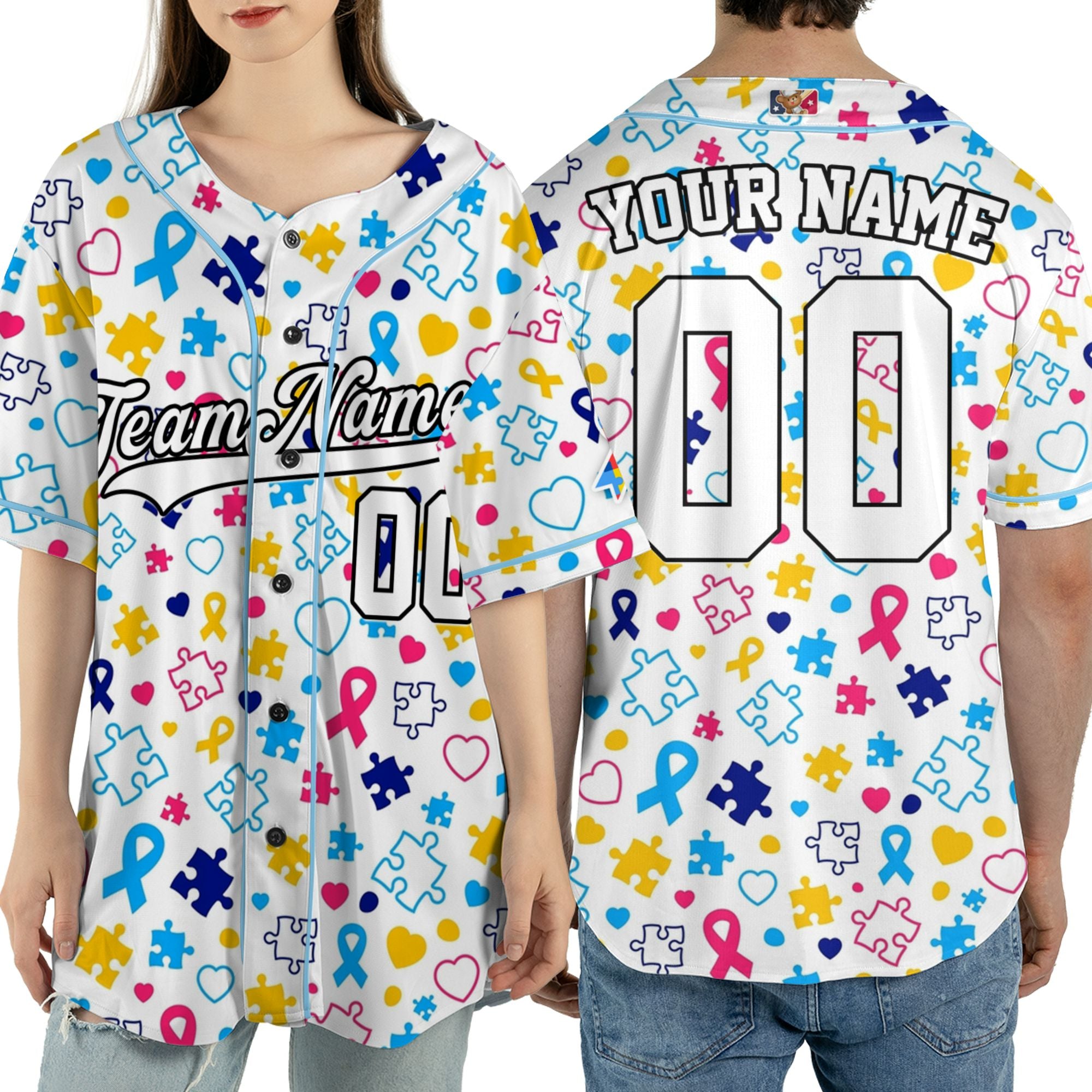 Custom Pattern Autism Baseball Jersey Custom Motivational Gift For Him And Her TKb67