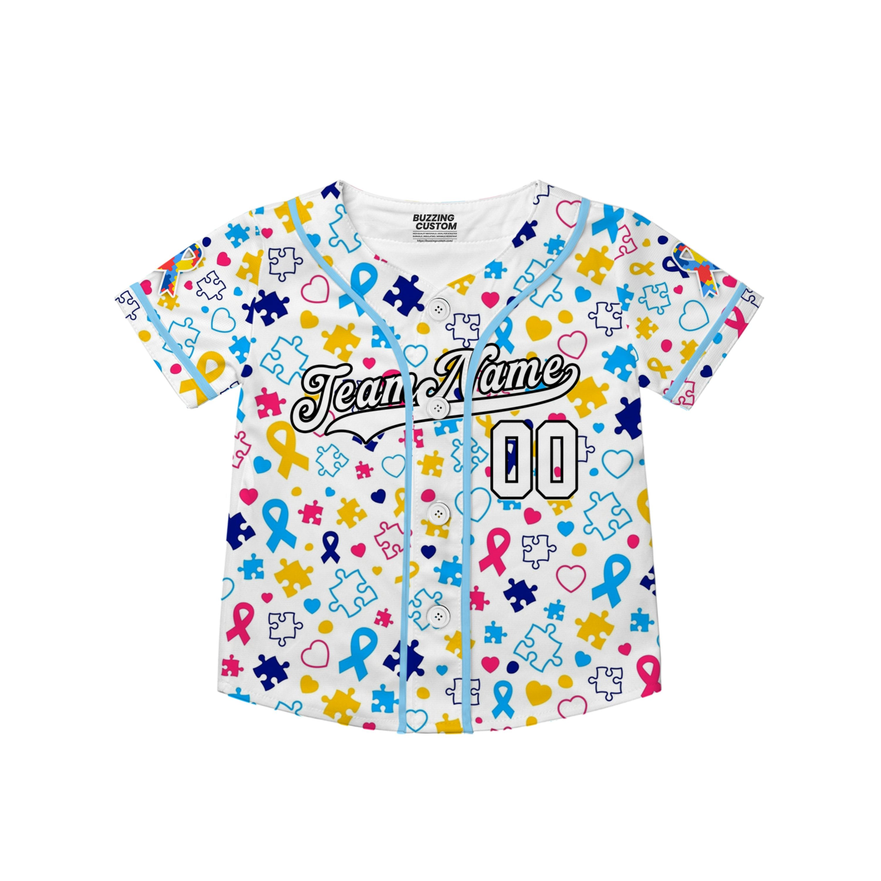 Custom Kid Pattern Autism Baseball Jersey Autism Awareness Gift For Him And Her TKb67