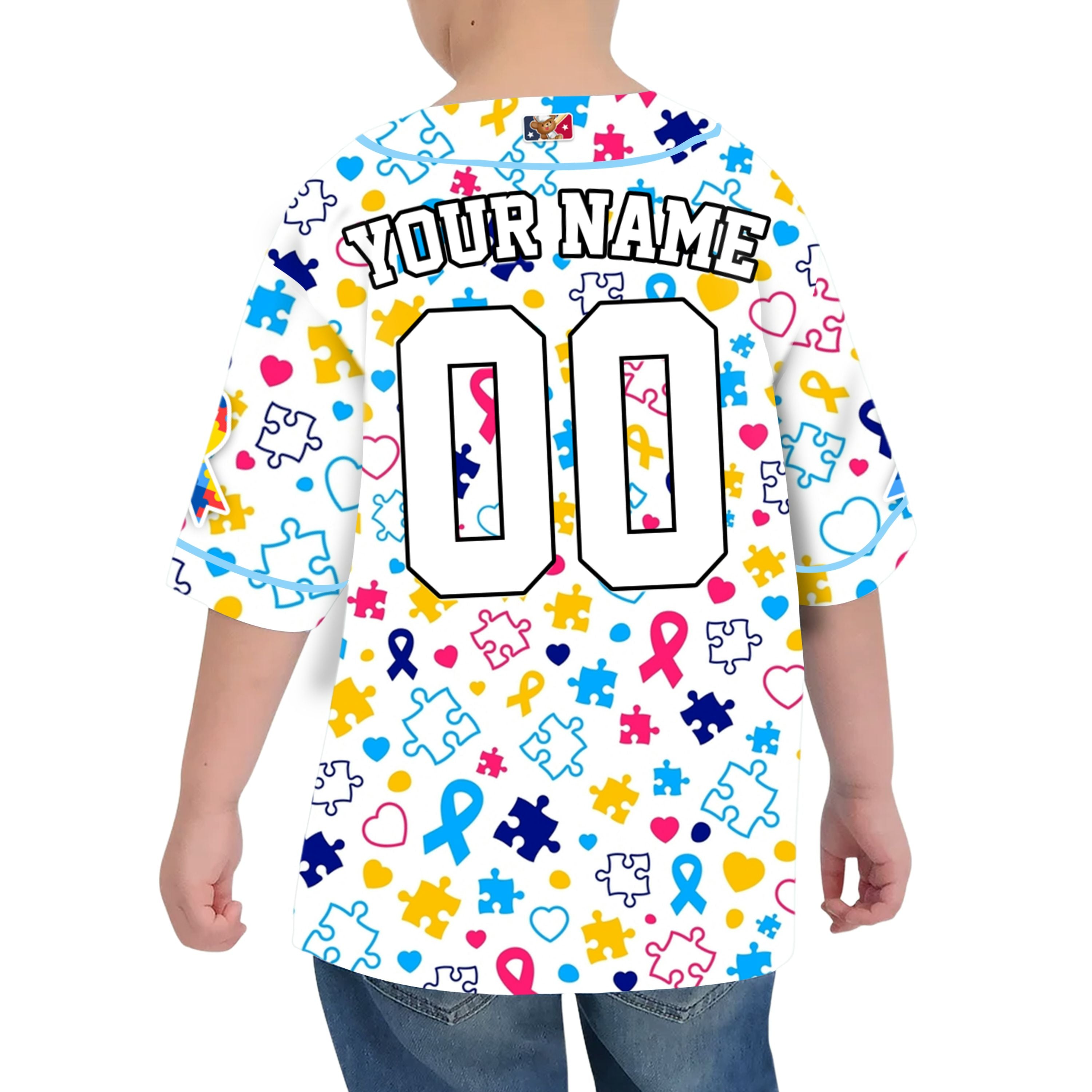 Custom Kid Pattern Autism Baseball Jersey Autism Awareness Gift For Him And Her TKb67