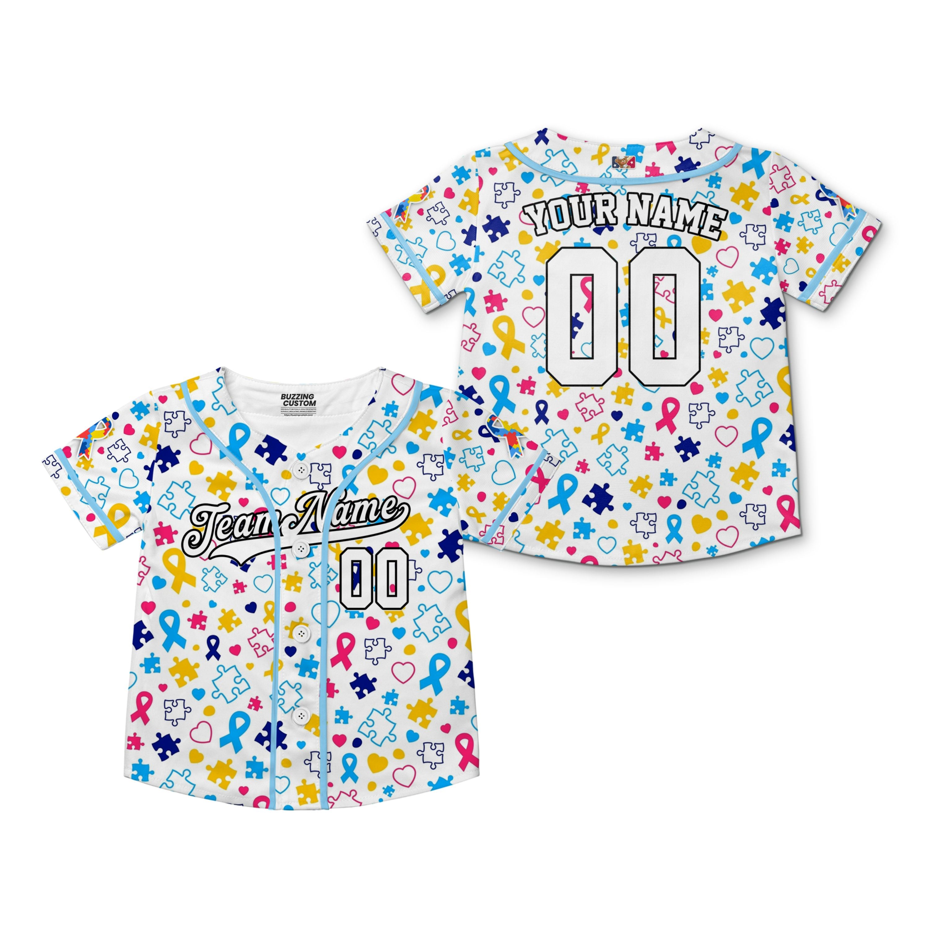 Custom Kid Pattern Autism Baseball Jersey Autism Awareness Gift For Him And Her TKb67